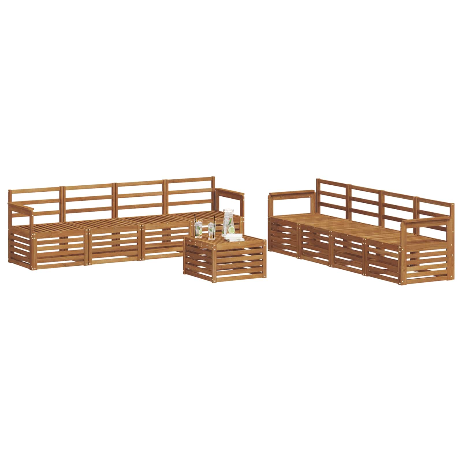 Sofasett 9 pcs Naturlig Solid akasietre vidaXL