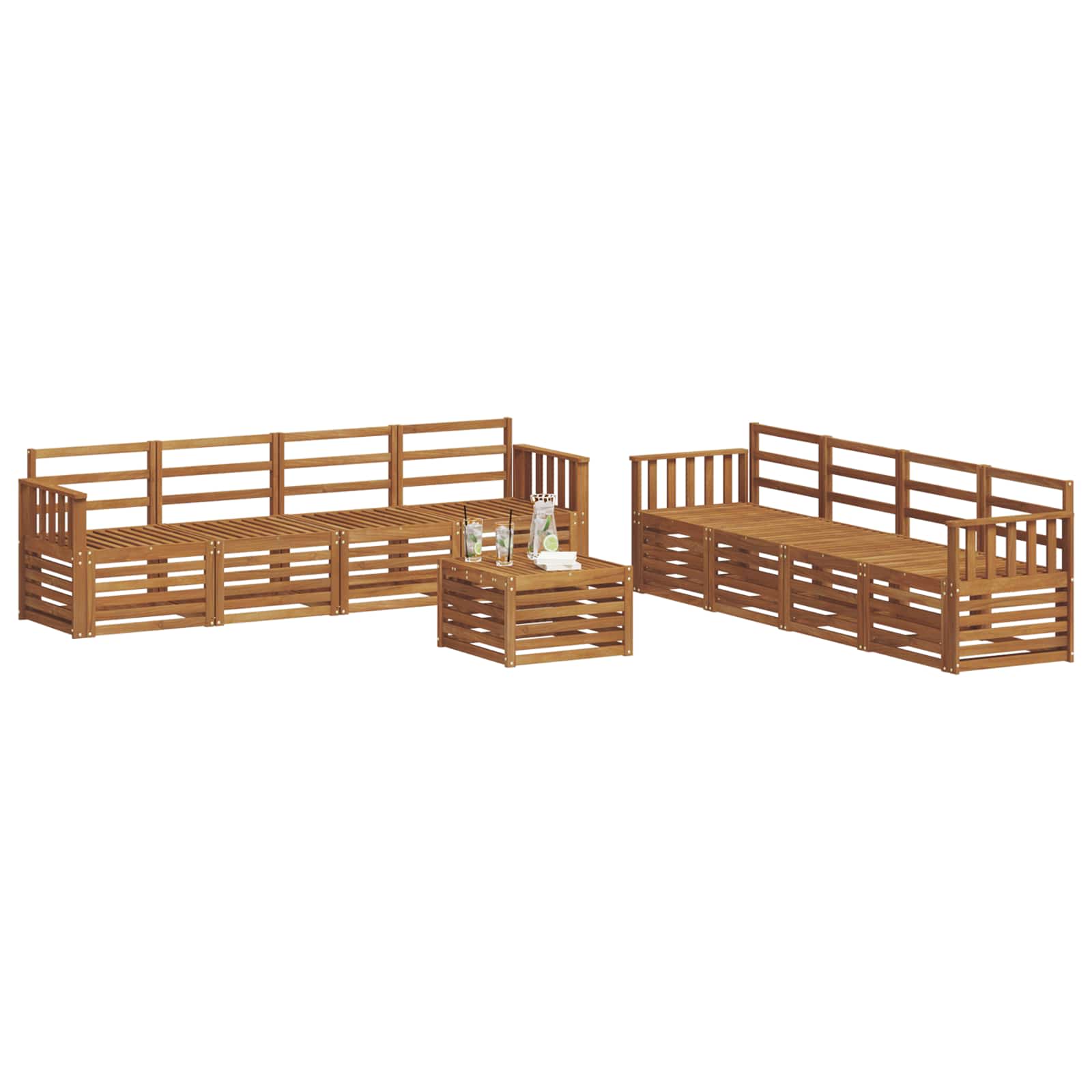 Sofasett 9 pcs Naturlig Solid akasietre vidaXL