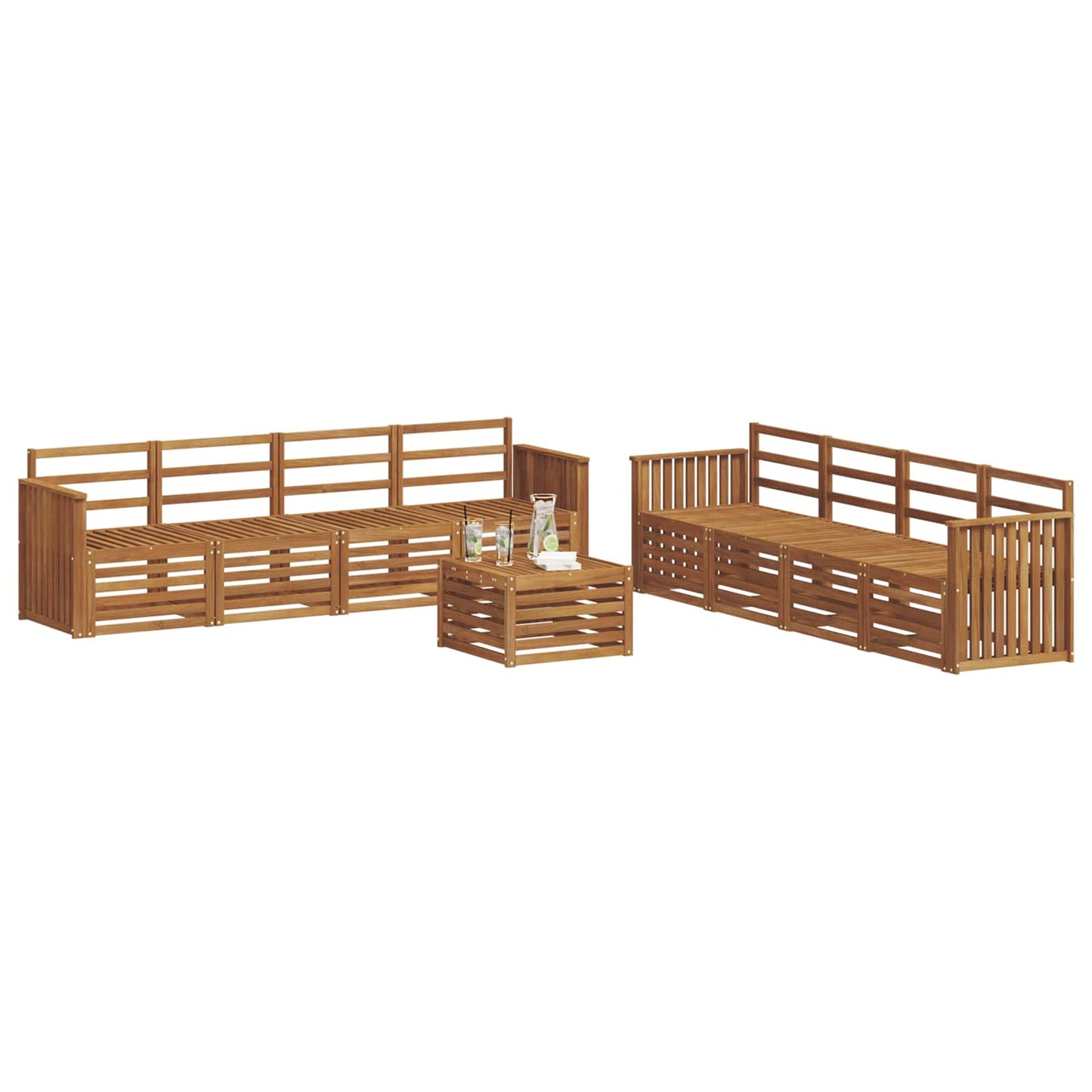 Sofasett 9 pcs Naturlig Solid akasietre vidaXL