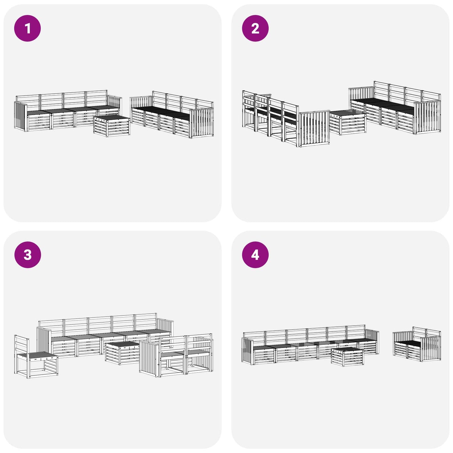 Sofasett 9 pcs Naturlig Solid akasietre vidaXL