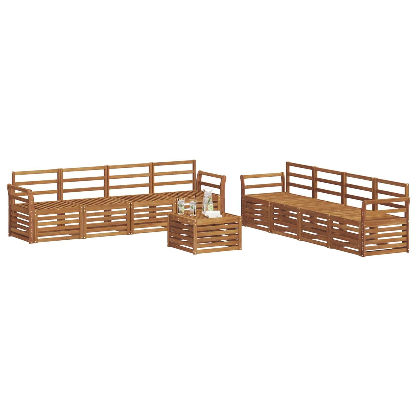 Sofasett 9 pcs Naturlig Solid akasietre vidaXL