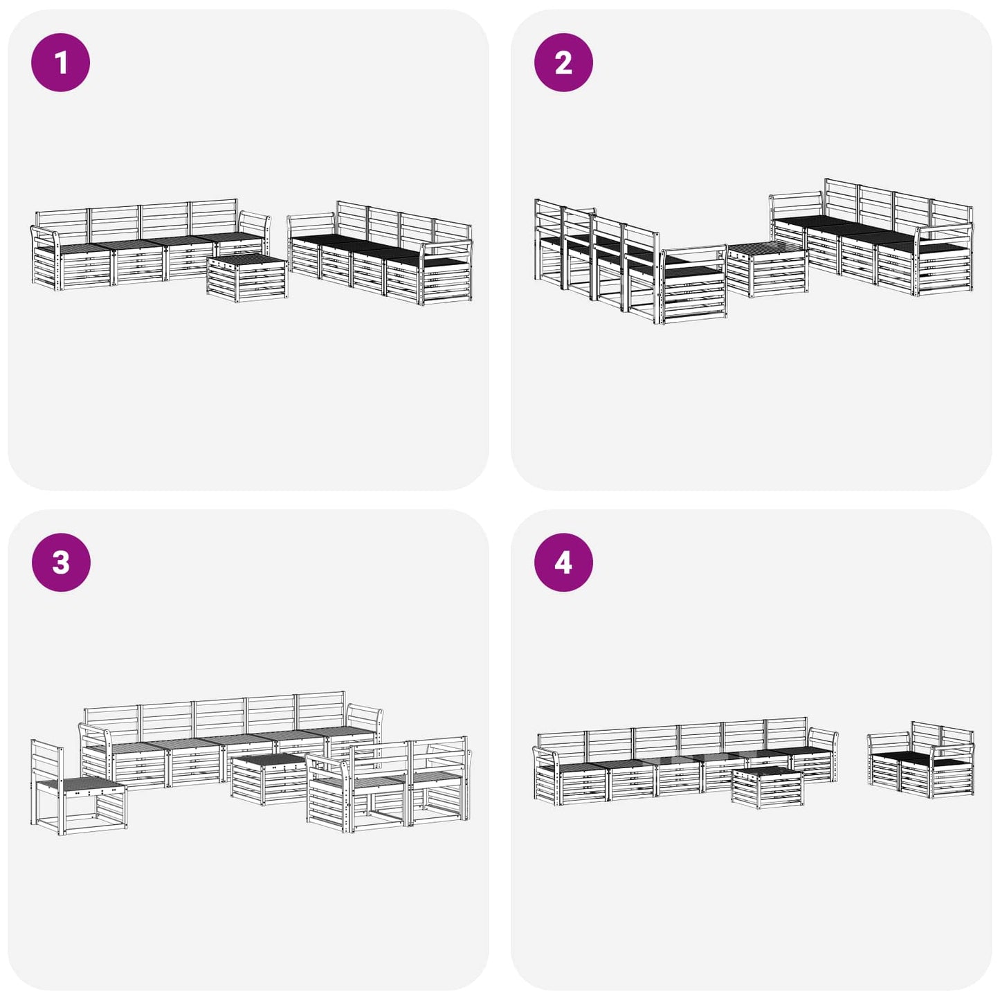 Sofasett 9 pcs Naturlig Solid akasietre vidaXL