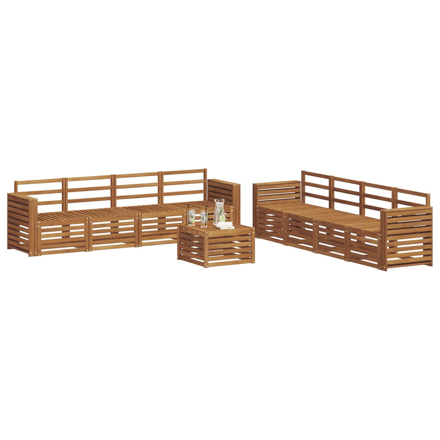 Sofasett 9 pcs Naturlig Solid akasietre vidaXL
