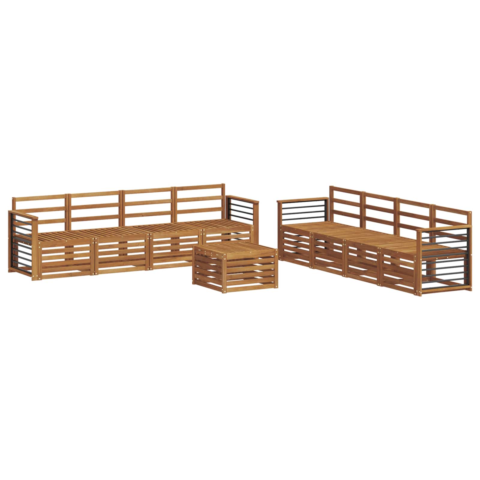 Sofasett 9 pcs Naturlig Solid akasietre vidaXL