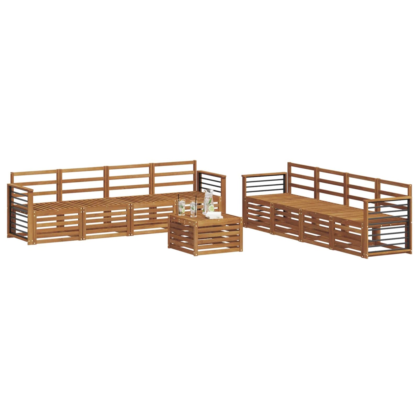 Sofasett 9 pcs Naturlig Solid akasietre vidaXL