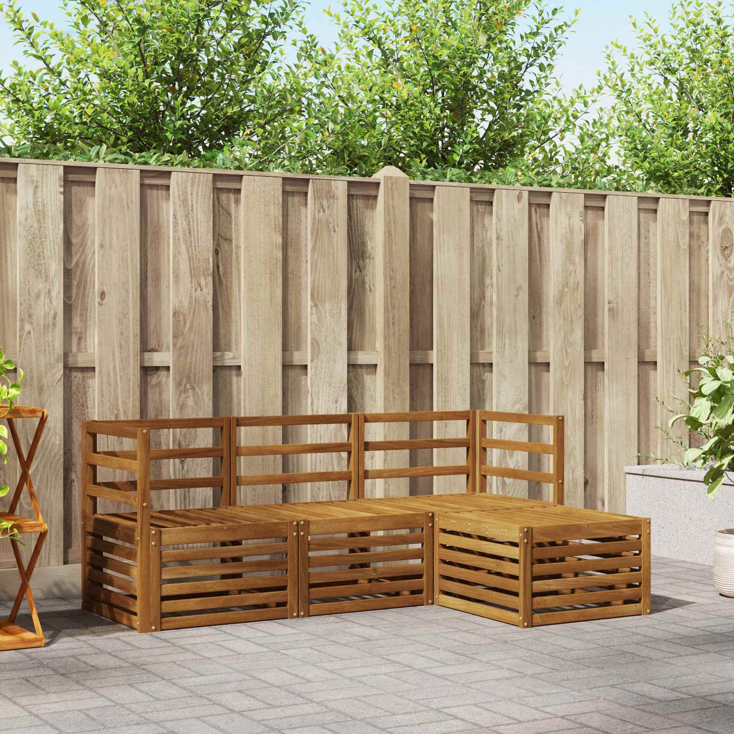 Sofasett 4 pcs Naturlig Solid akasietre vidaXL