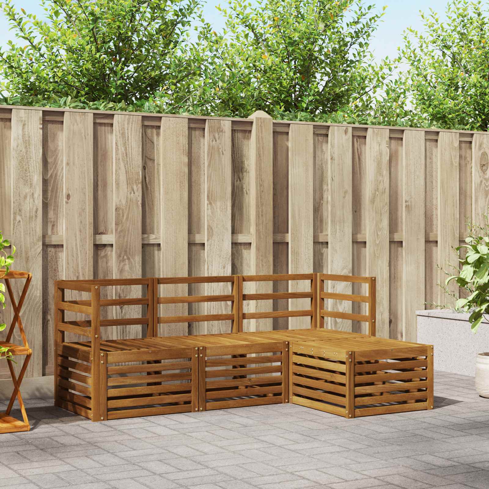 Sofasett 4 pcs Naturlig Solid akasietre vidaXL