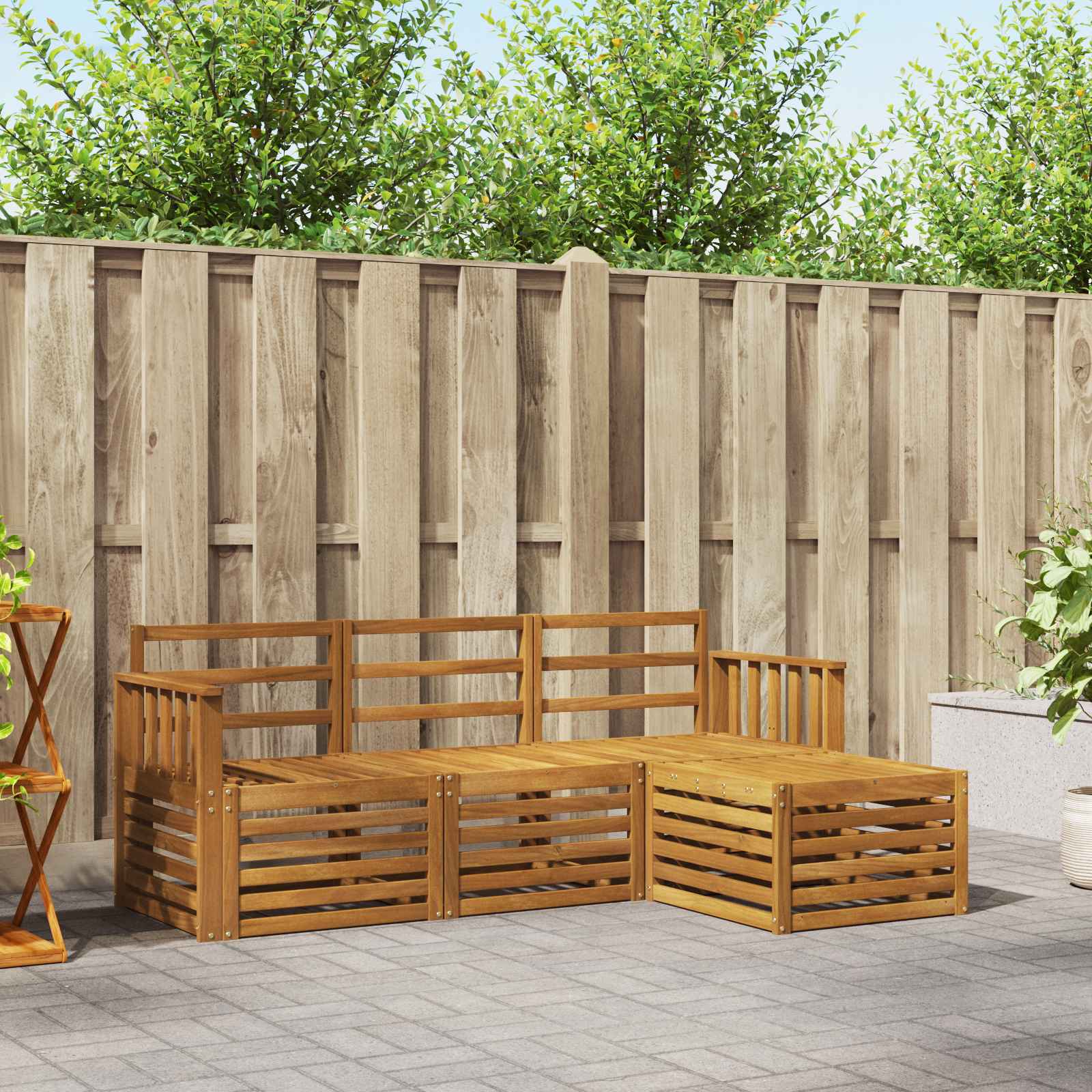 Sofasett 4 pcs Naturlig Solid akasietre vidaXL