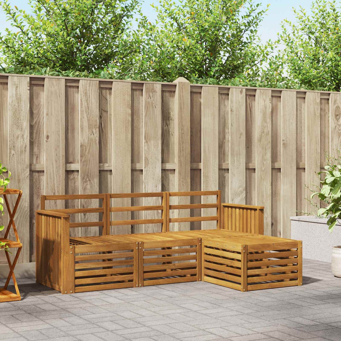Sofasett 4 pcs Naturlig Solid akasietre vidaXL
