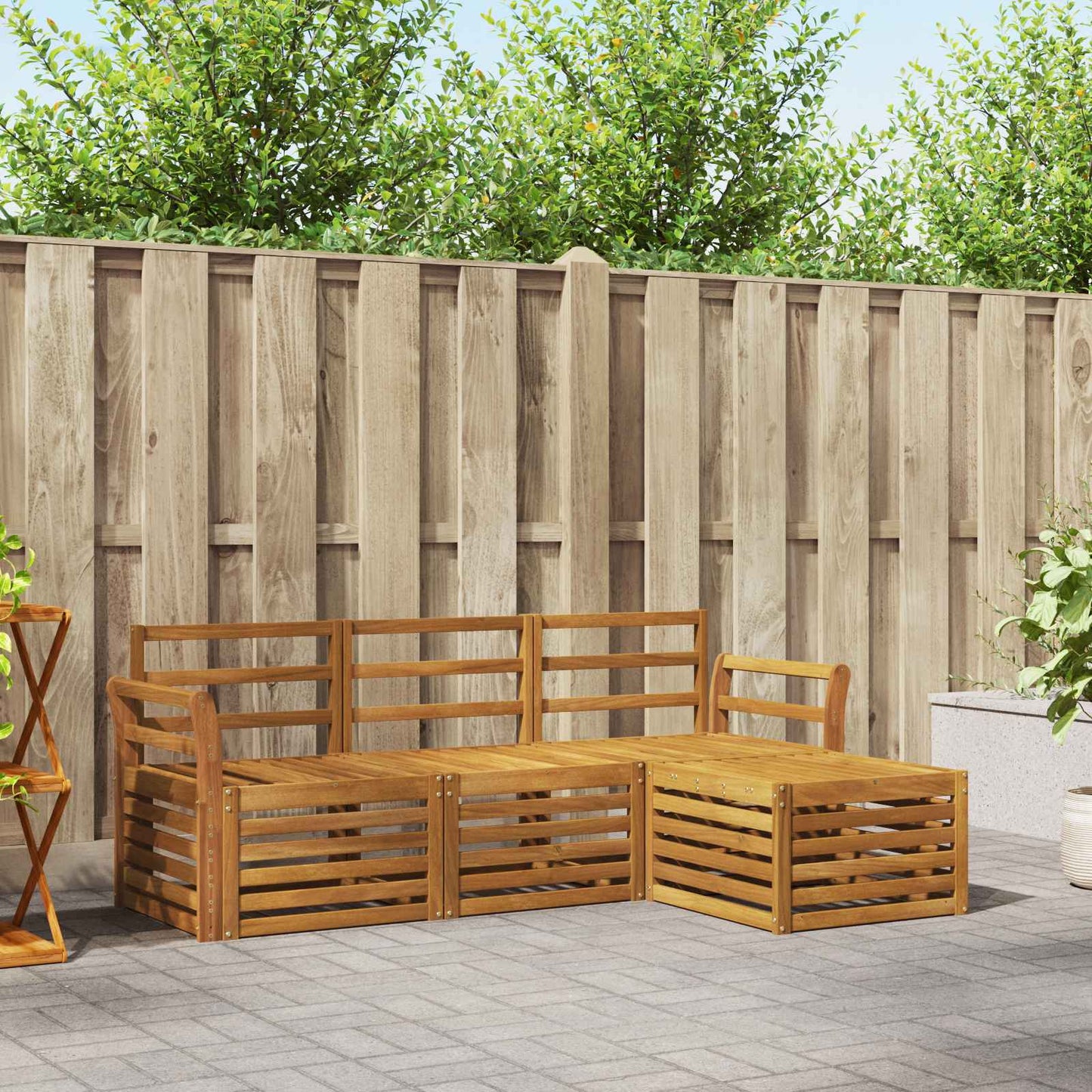 Sofasett 4 pcs Naturlig Solid akasietre vidaXL