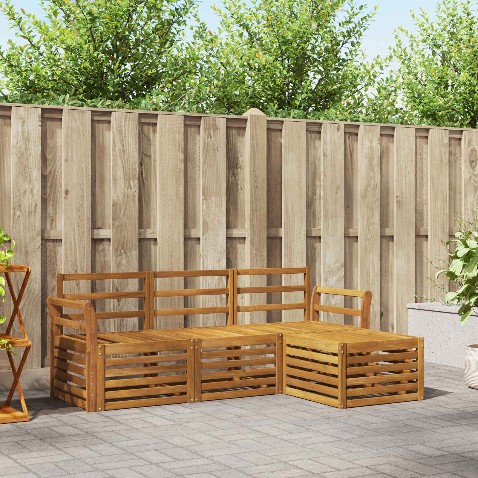 Sofasett 4 pcs Naturlig Solid akasietre vidaXL