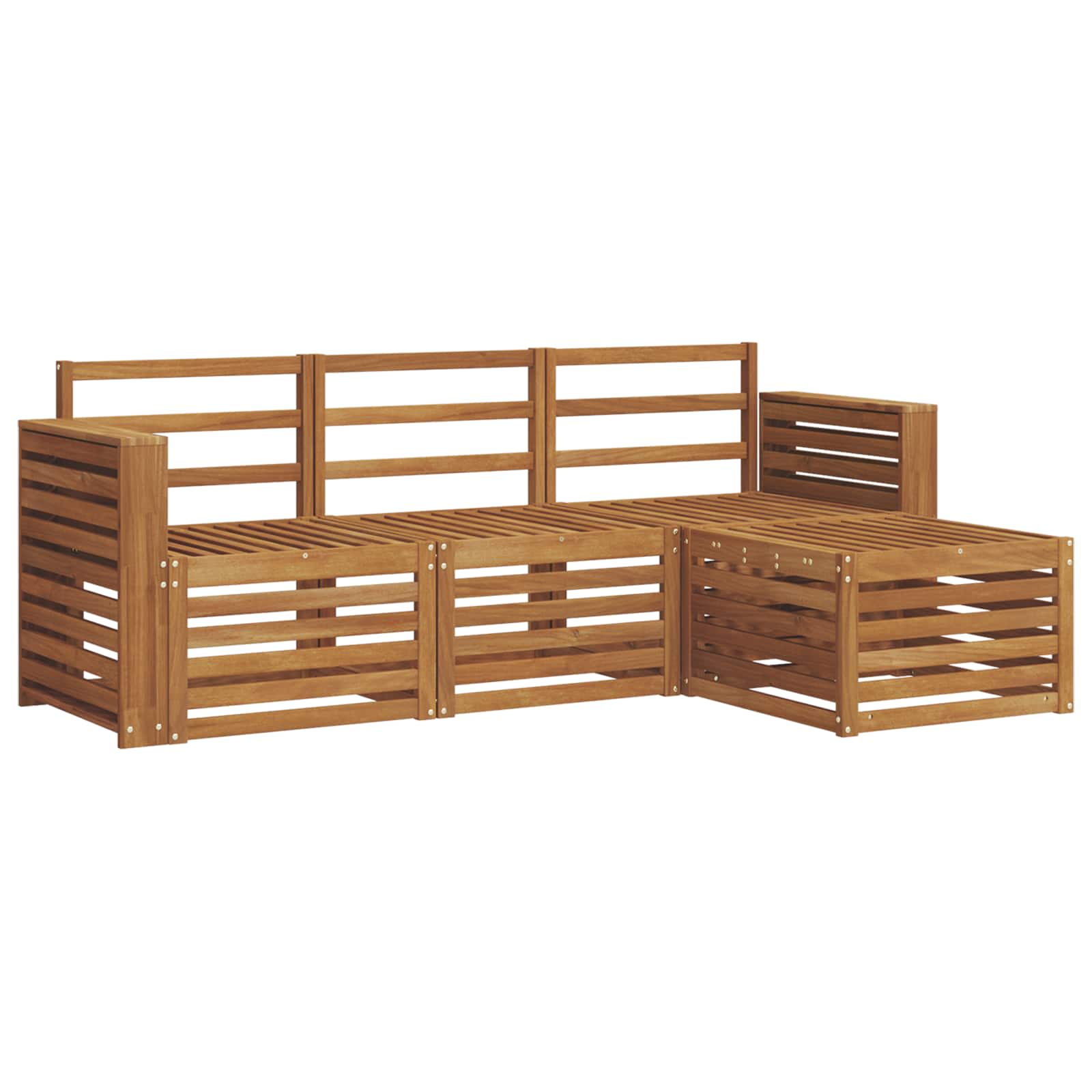 Sofasett 4 pcs Naturlig Solid akasietre vidaXL