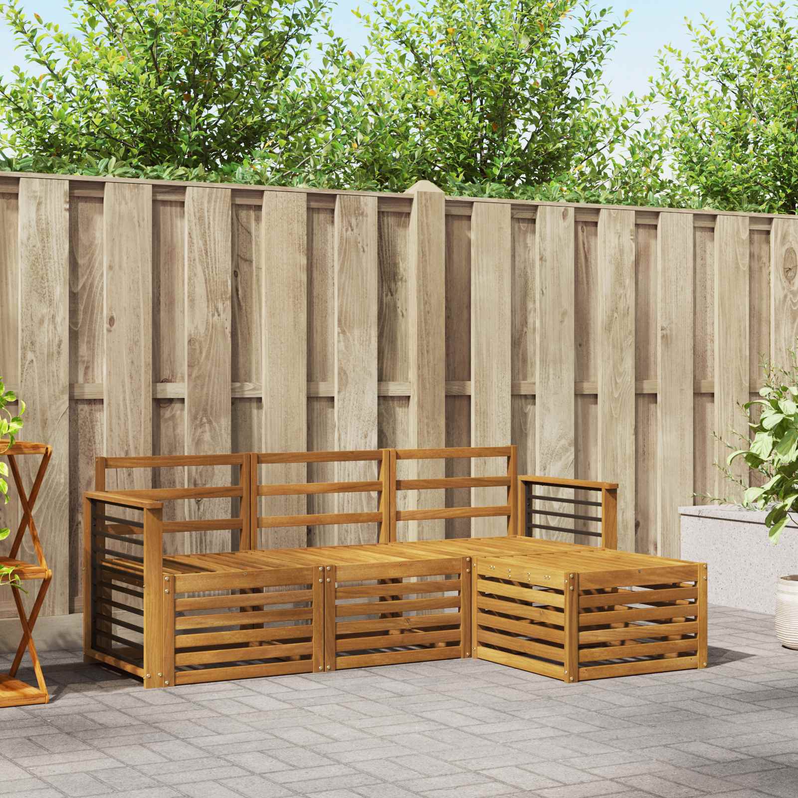 Sofasett 4 pcs Naturlig Solid akasietre vidaXL
