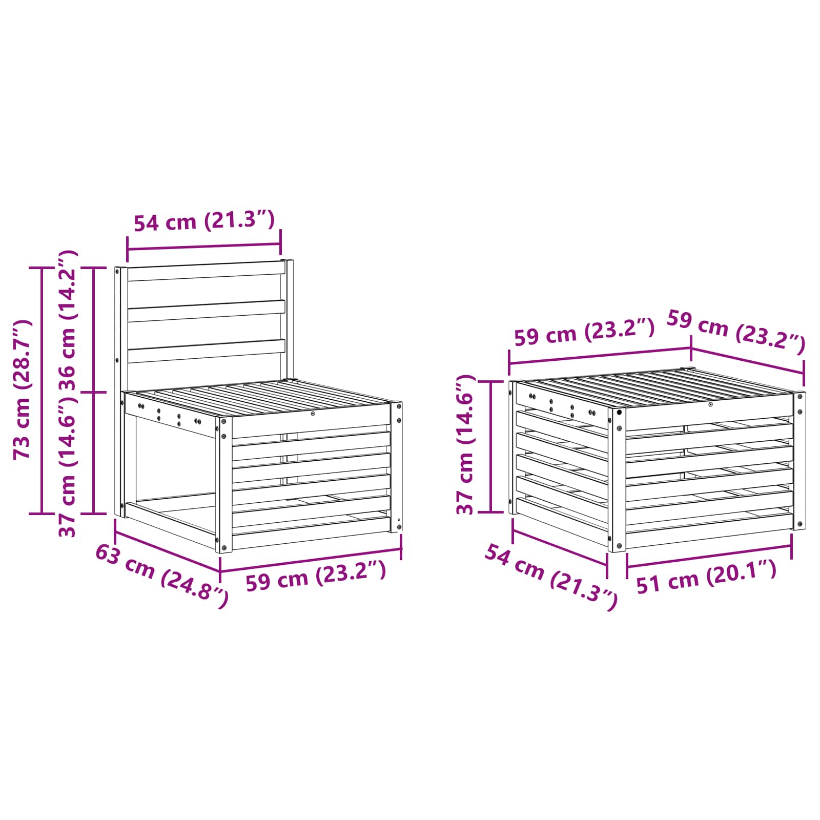 Sofasett 4 pcs Naturlig Solid akasietre vidaXL