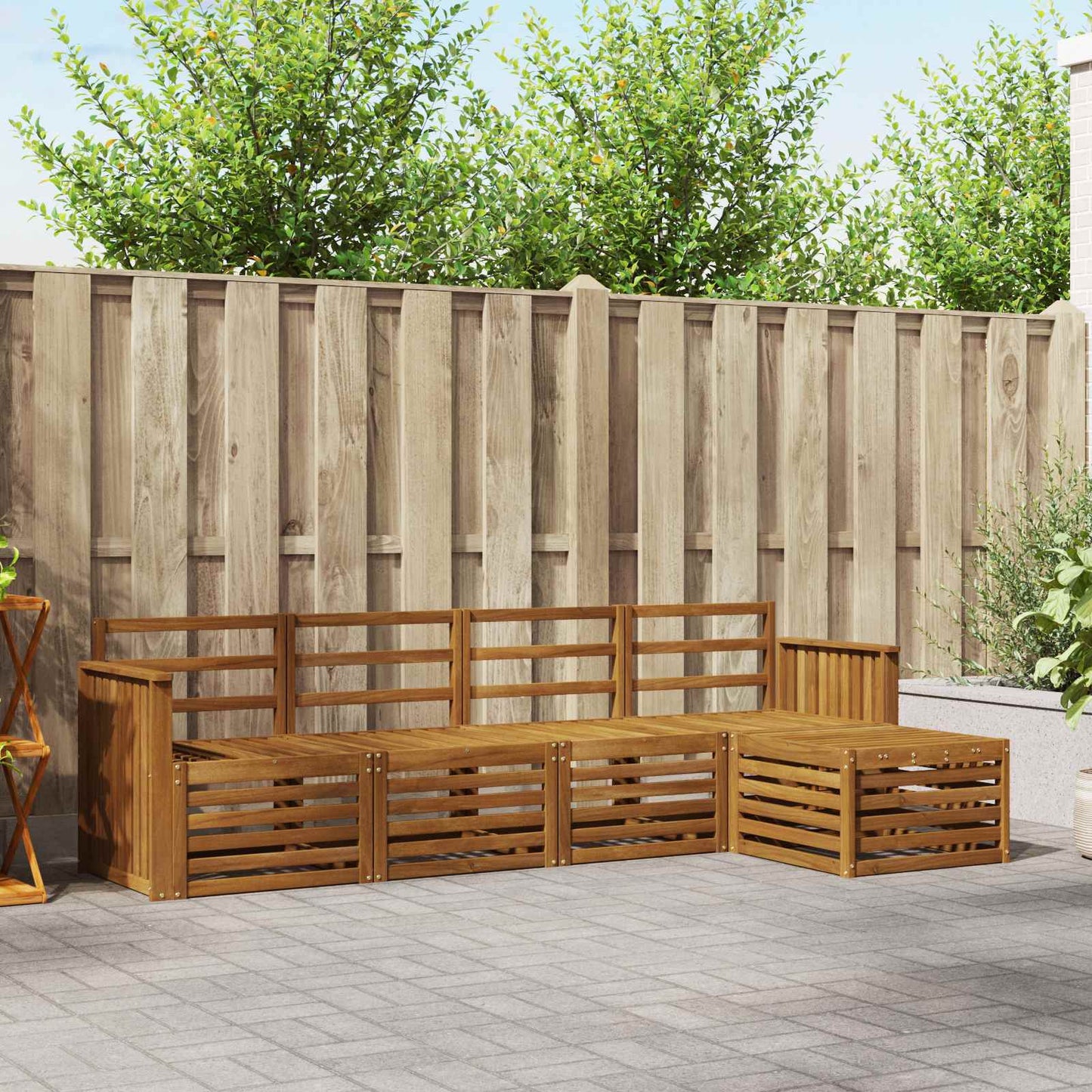 Utendørs sofa-sett 5 pcs Naturlig