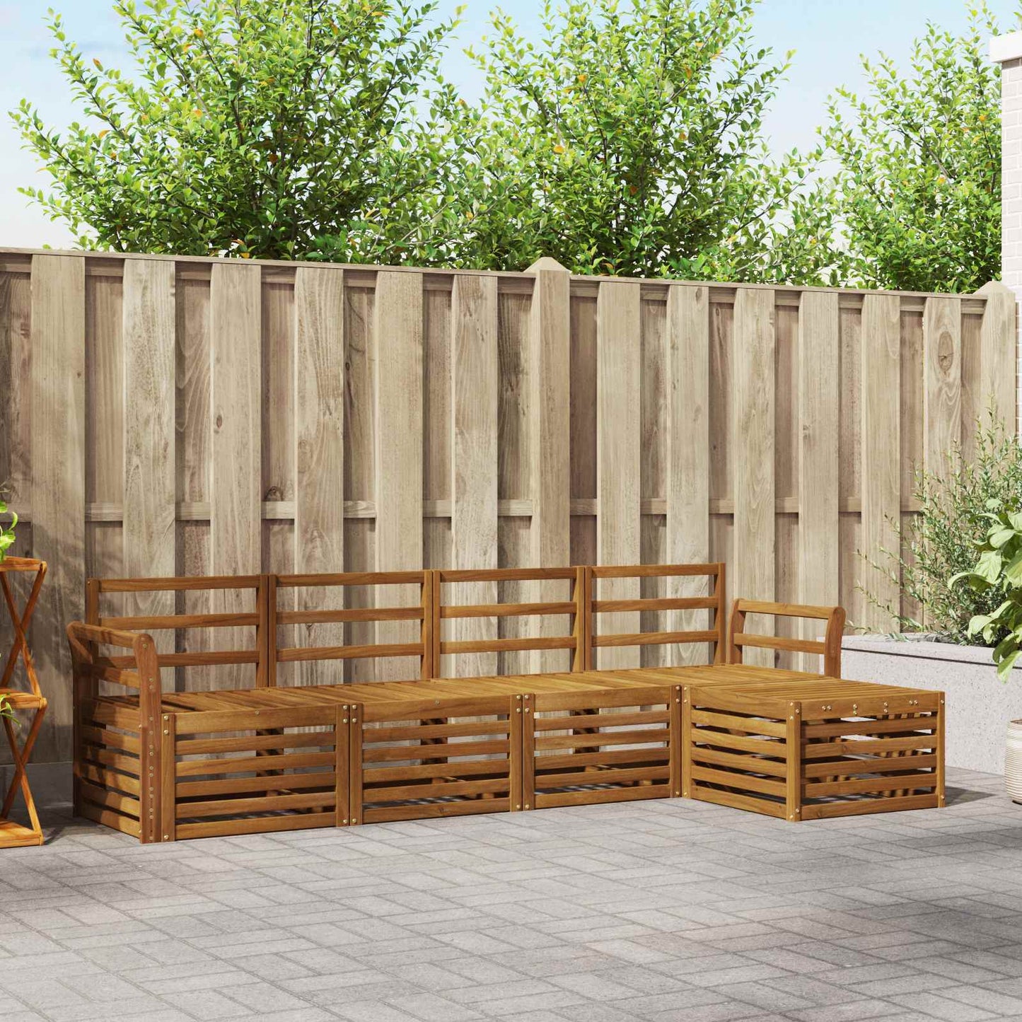 Utendørs sofa-sett 5 pcs Naturlig