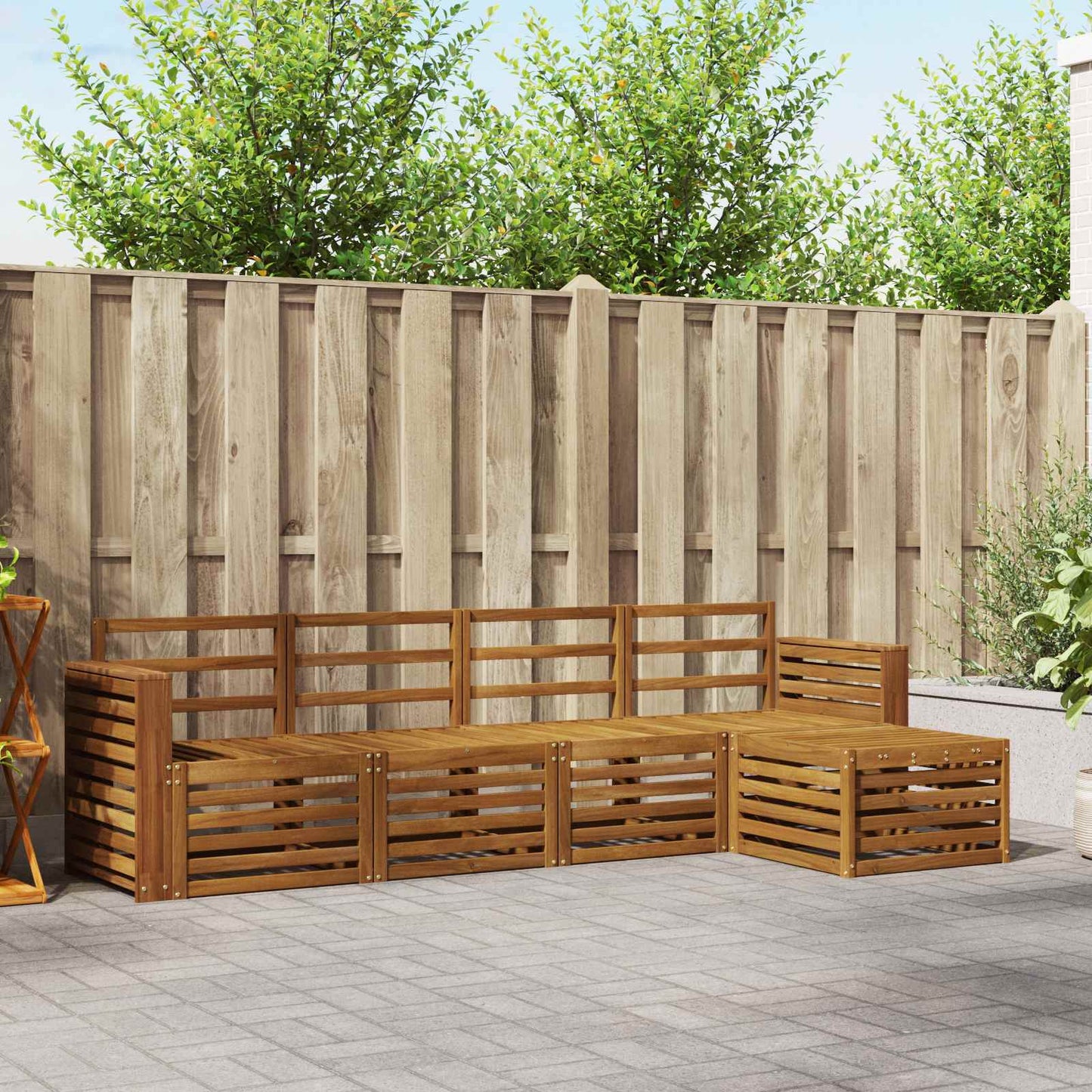 Utendørs sofa-sett 5 pcs Naturlig