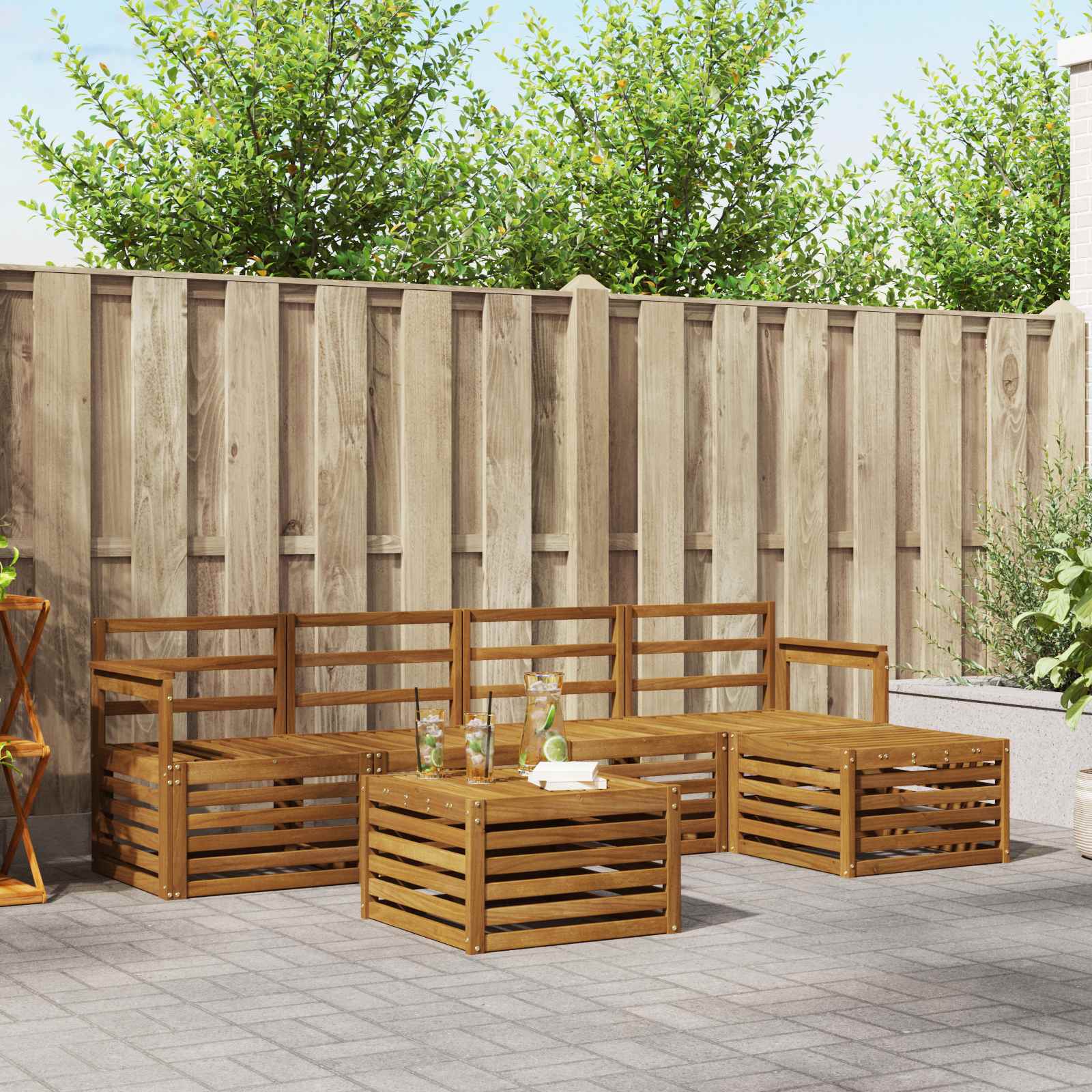 Sofasett 6 pcs Naturlig Solid akasietre vidaXL