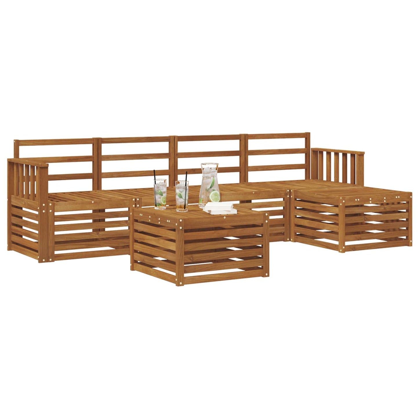 Sofasett 6 pcs Naturlig Solid akasietre vidaXL