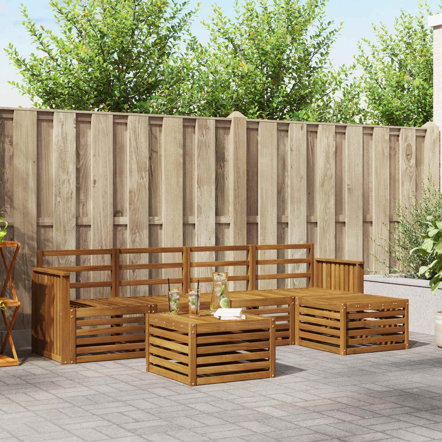 Sofasett 6 pcs Naturlig Solid akasietre vidaXL