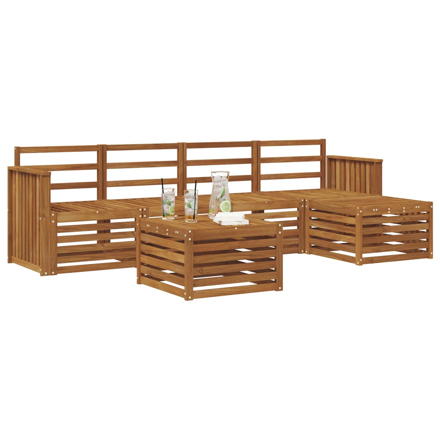Sofasett 6 pcs Naturlig Solid akasietre vidaXL