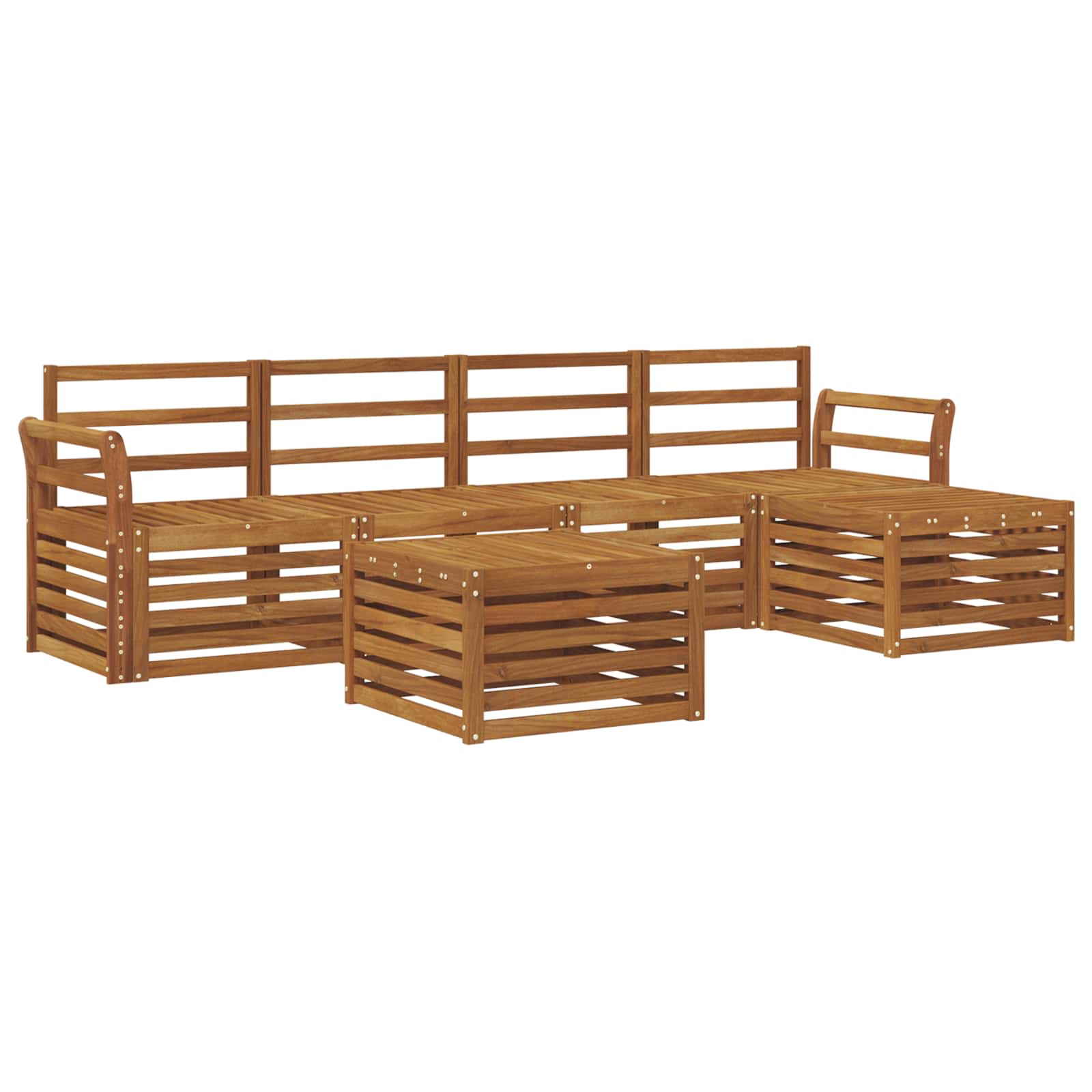 Sofasett 6 pcs Naturlig Solid akasietre vidaXL
