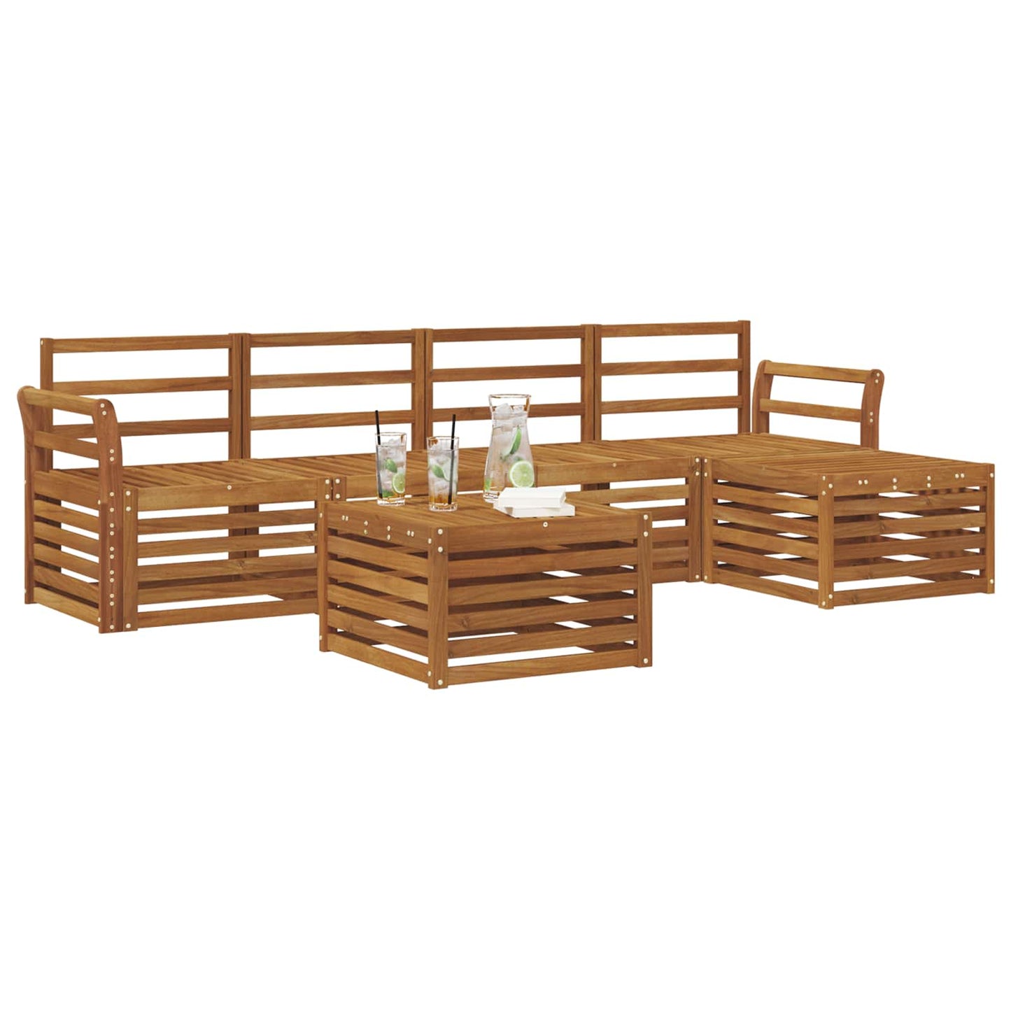 Sofasett 6 pcs Naturlig Solid akasietre vidaXL