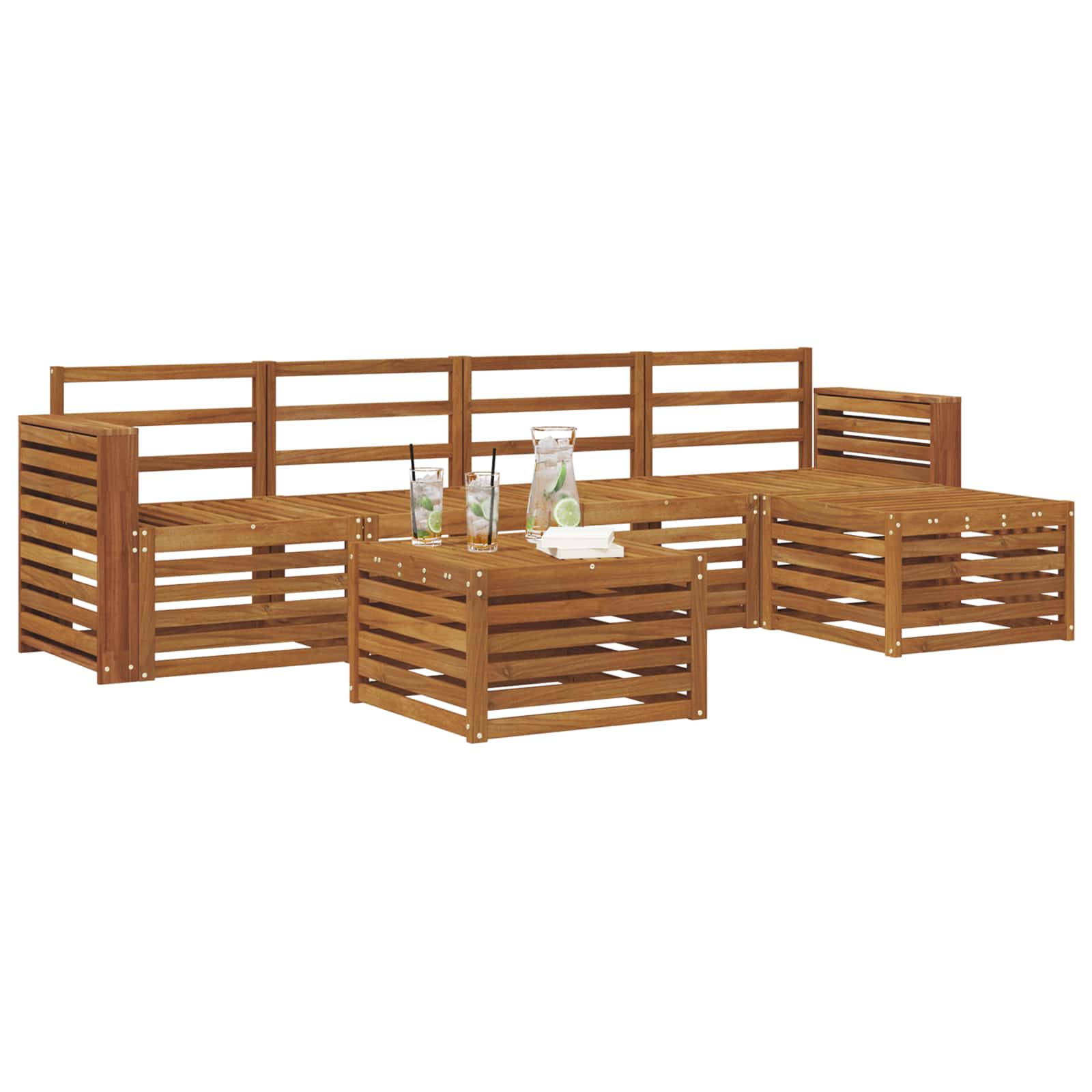 Sofasett 6 pcs Naturlig Solid akasietre vidaXL