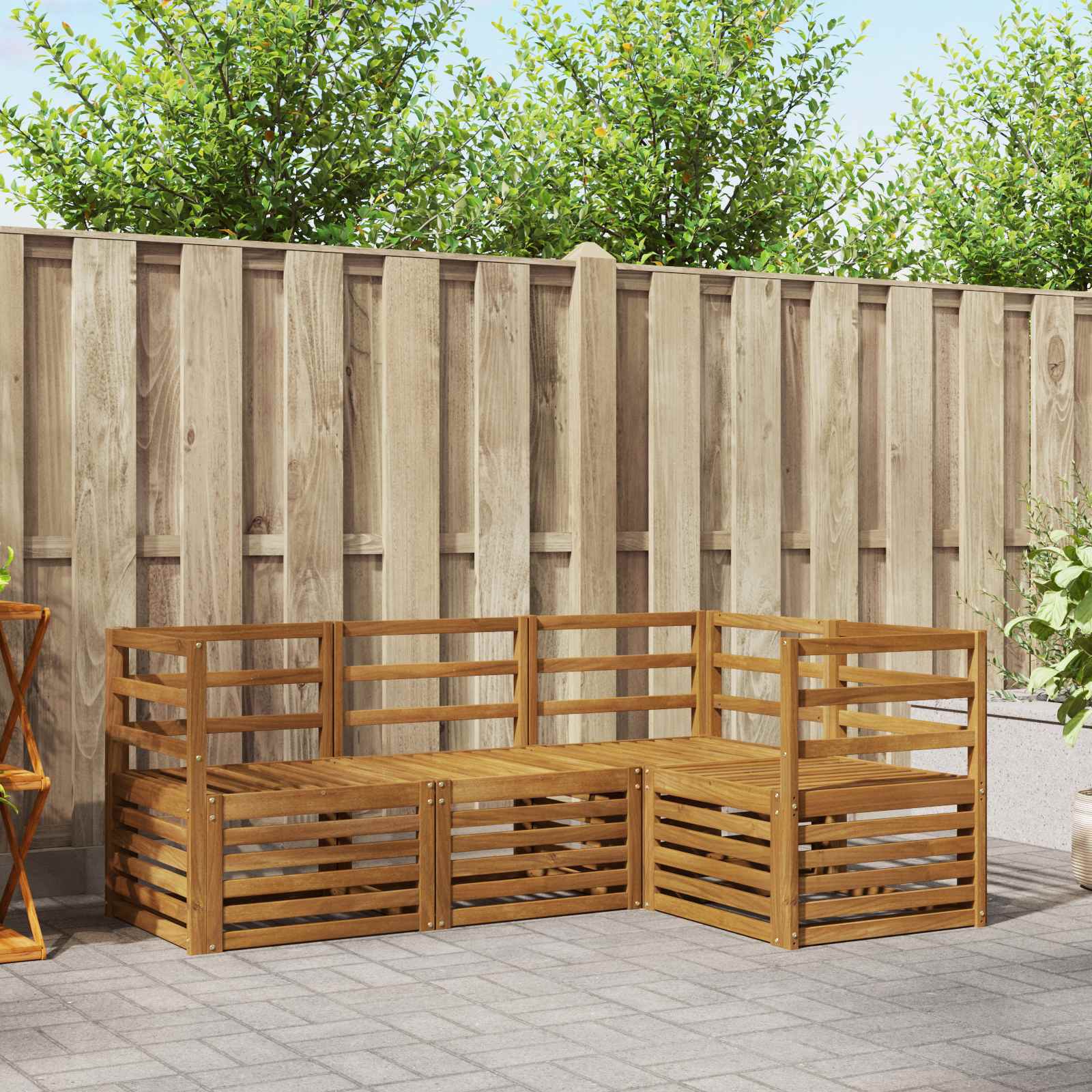 Sofasett 4 pcs Naturlig Solid akasietre vidaXL