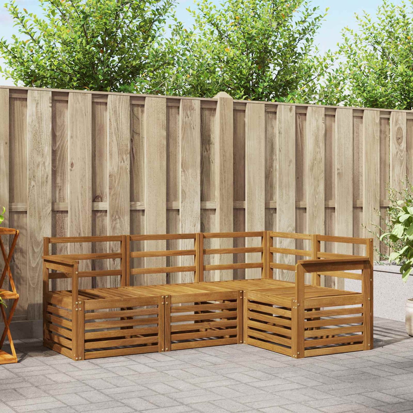 Sofasett 4 pcs Naturlig Solid akasietre vidaXL