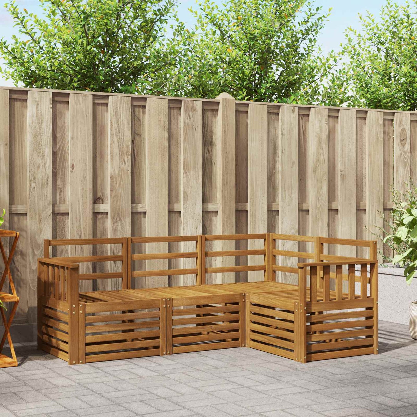 Sofasett 4 pcs Naturlig Solid akasietre vidaXL
