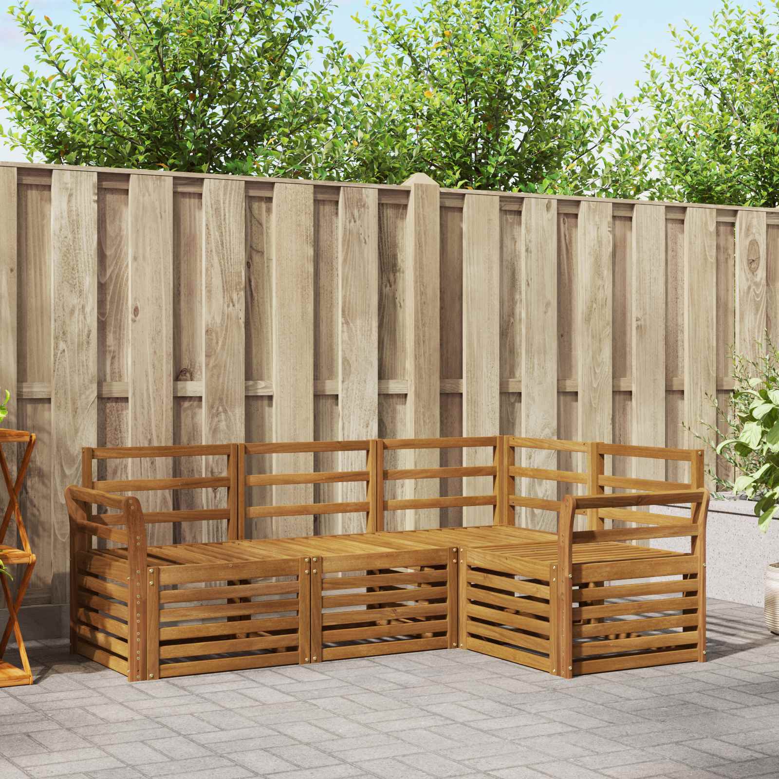 Sofasett 4 pcs Naturlig Solid akasietre vidaXL