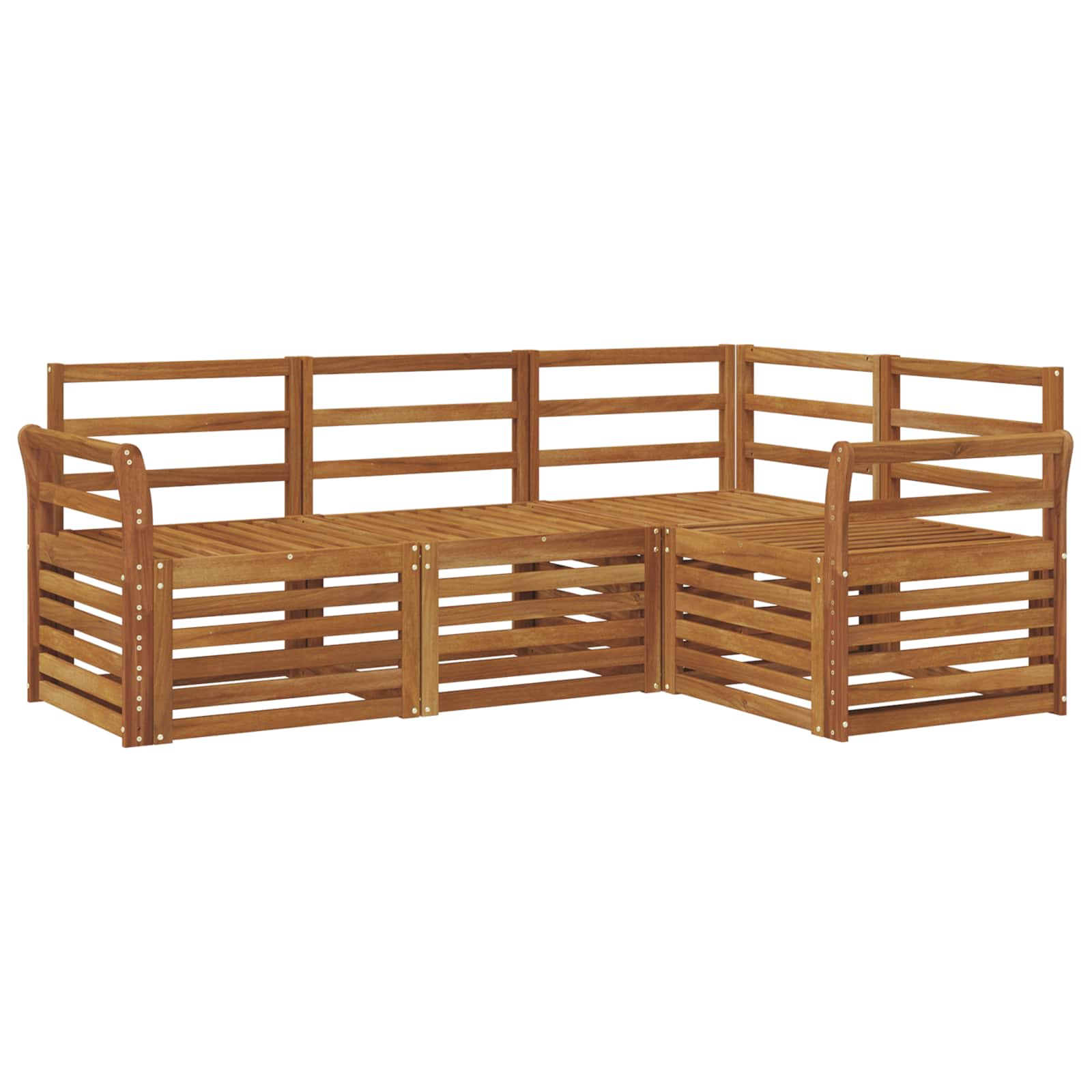 Sofasett 4 pcs Naturlig Solid akasietre vidaXL