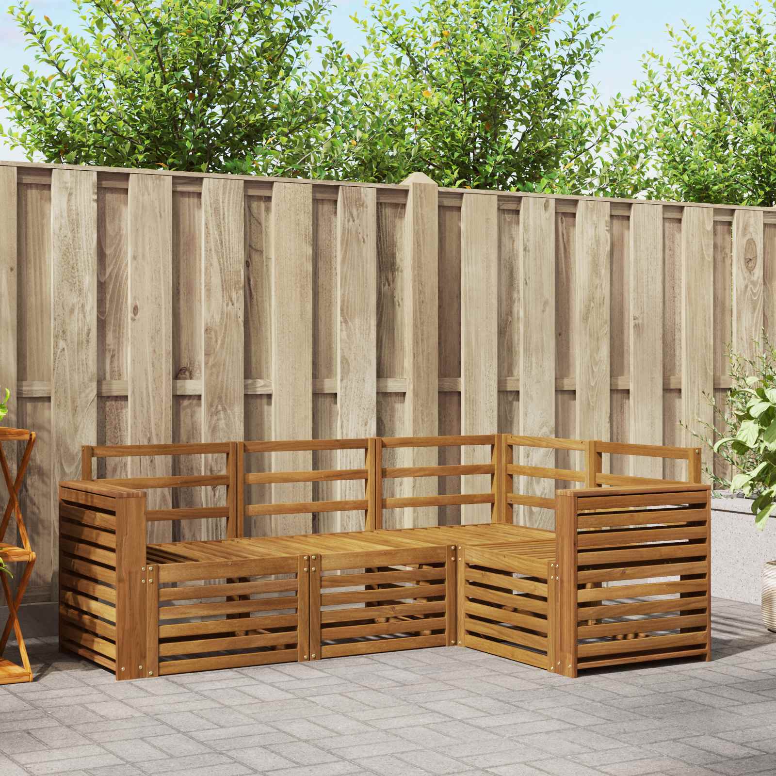 Sofasett 4 pcs Naturlig Solid akasietre vidaXL