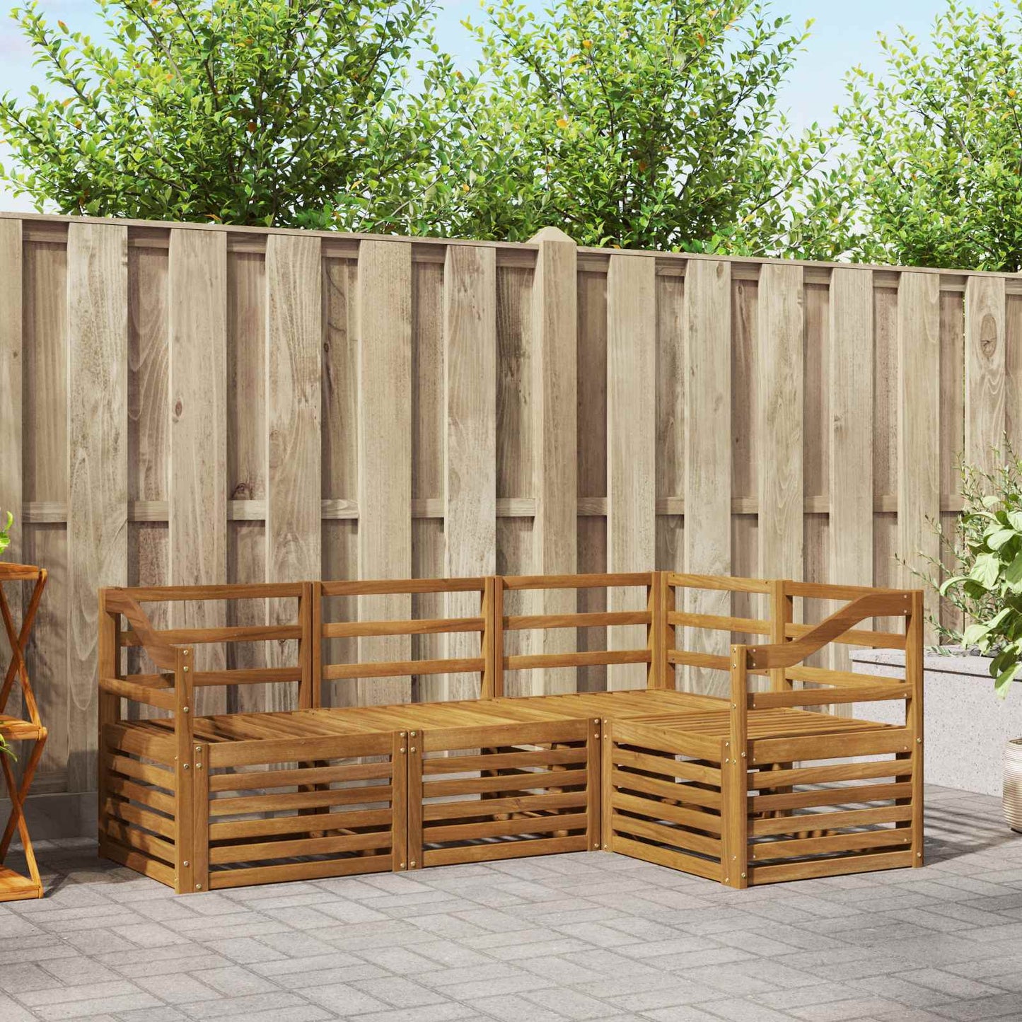 Sofasett 4 pcs Naturlig Solid akasietre vidaXL