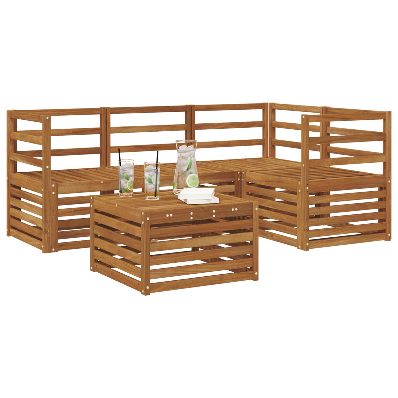 Sofasett 5 pcs Naturlig Solid akasietre vidaXL