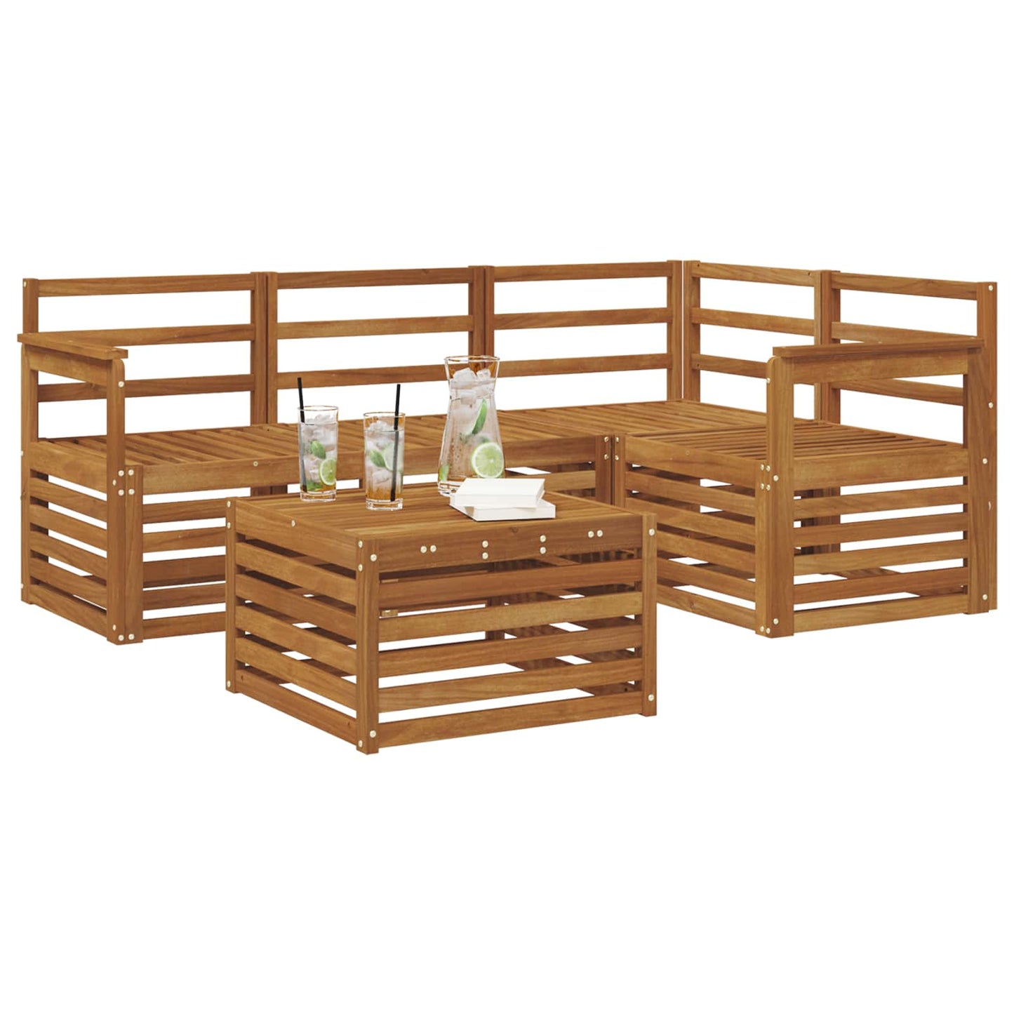 Utendørs sofa-sett 5 pcs Naturlig