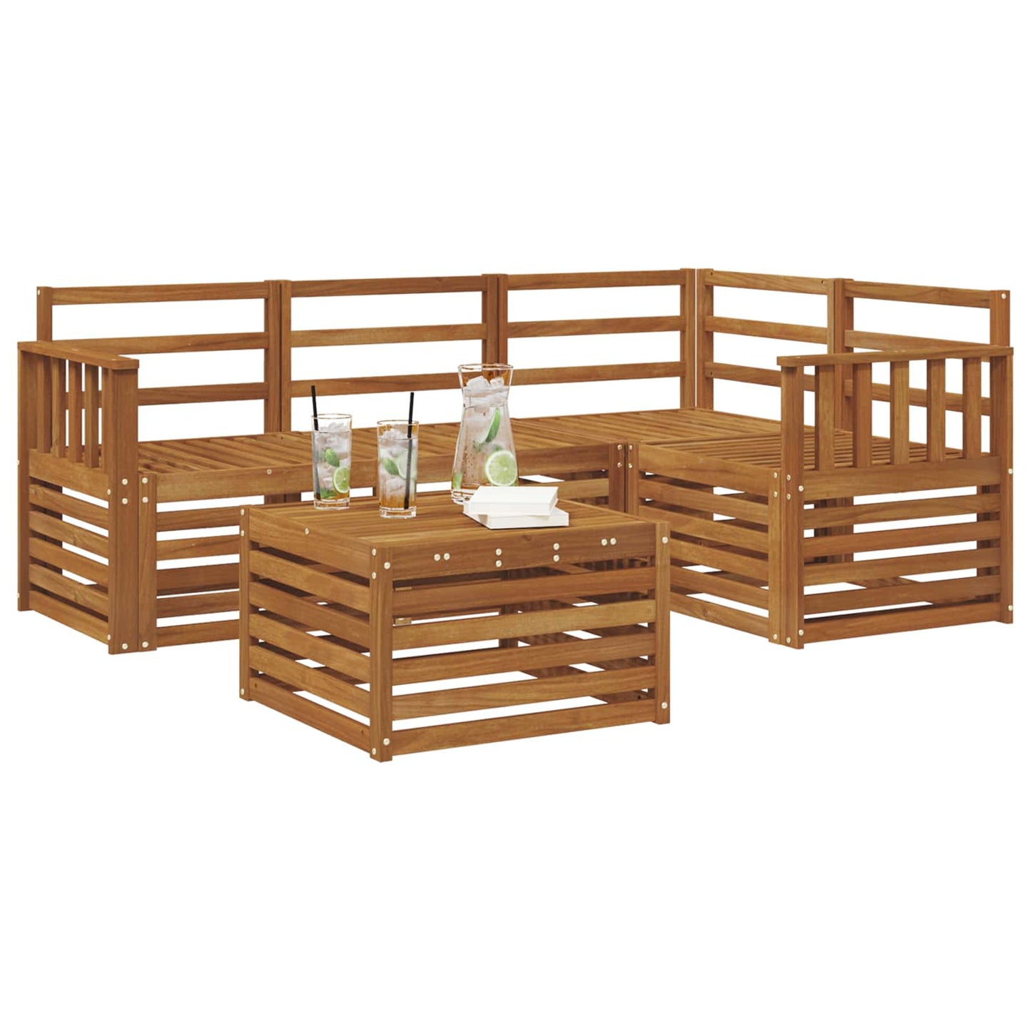 Utendørs sofa-sett 5 pcs Naturlig