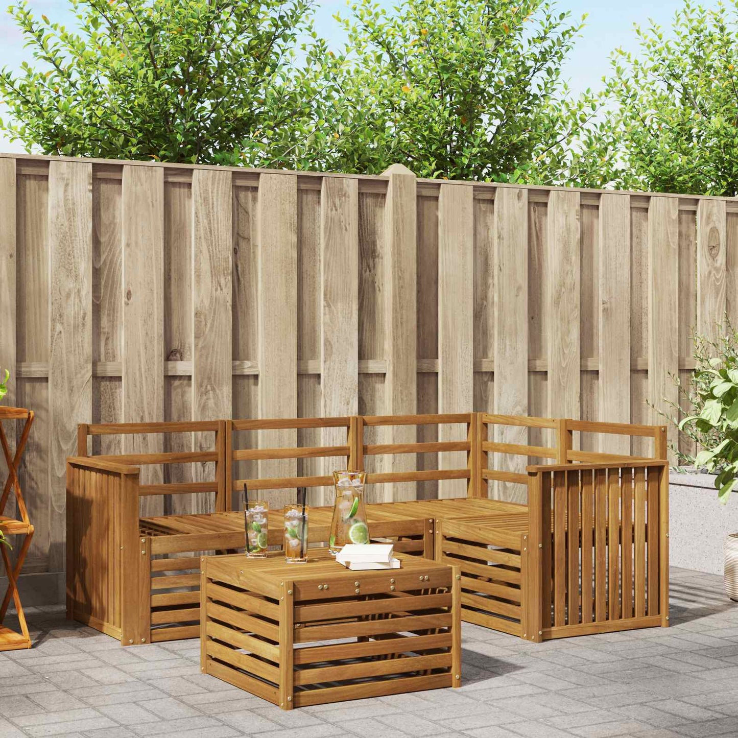 Utendørs sofa-sett 5 pcs Naturlig