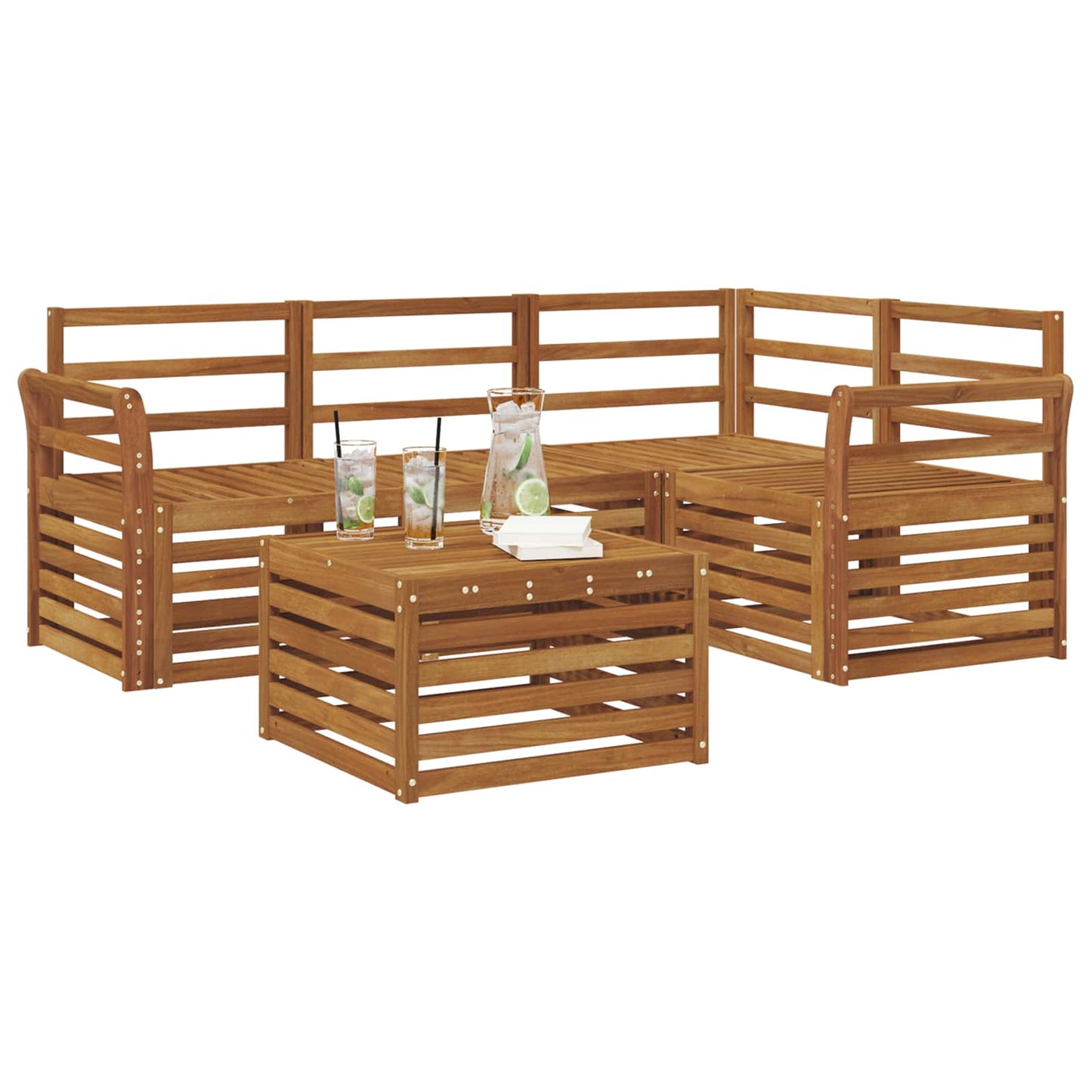 Utendørs sofa-sett 5 pcs Naturlig