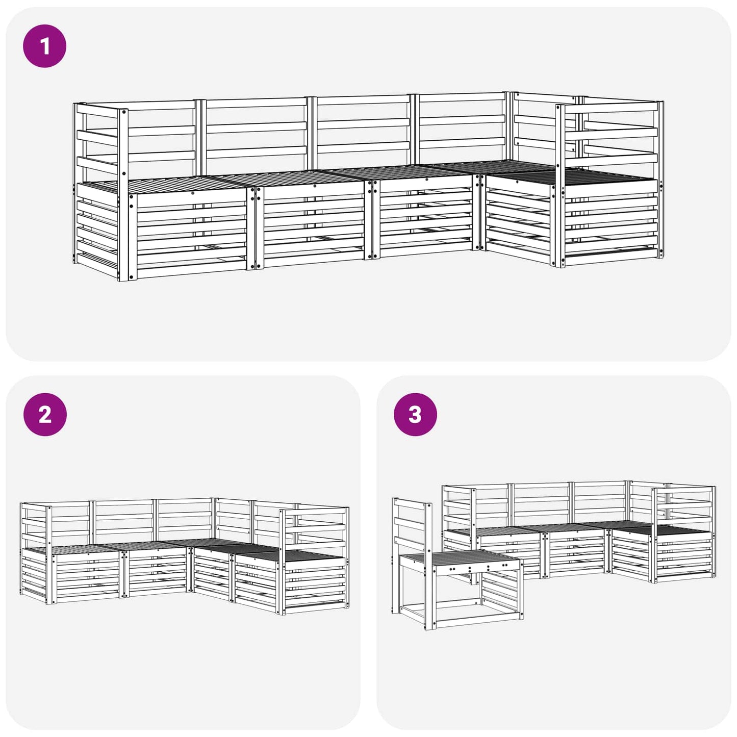 Sofasett 5 pcs Naturlig Solid akasietre vidaXL