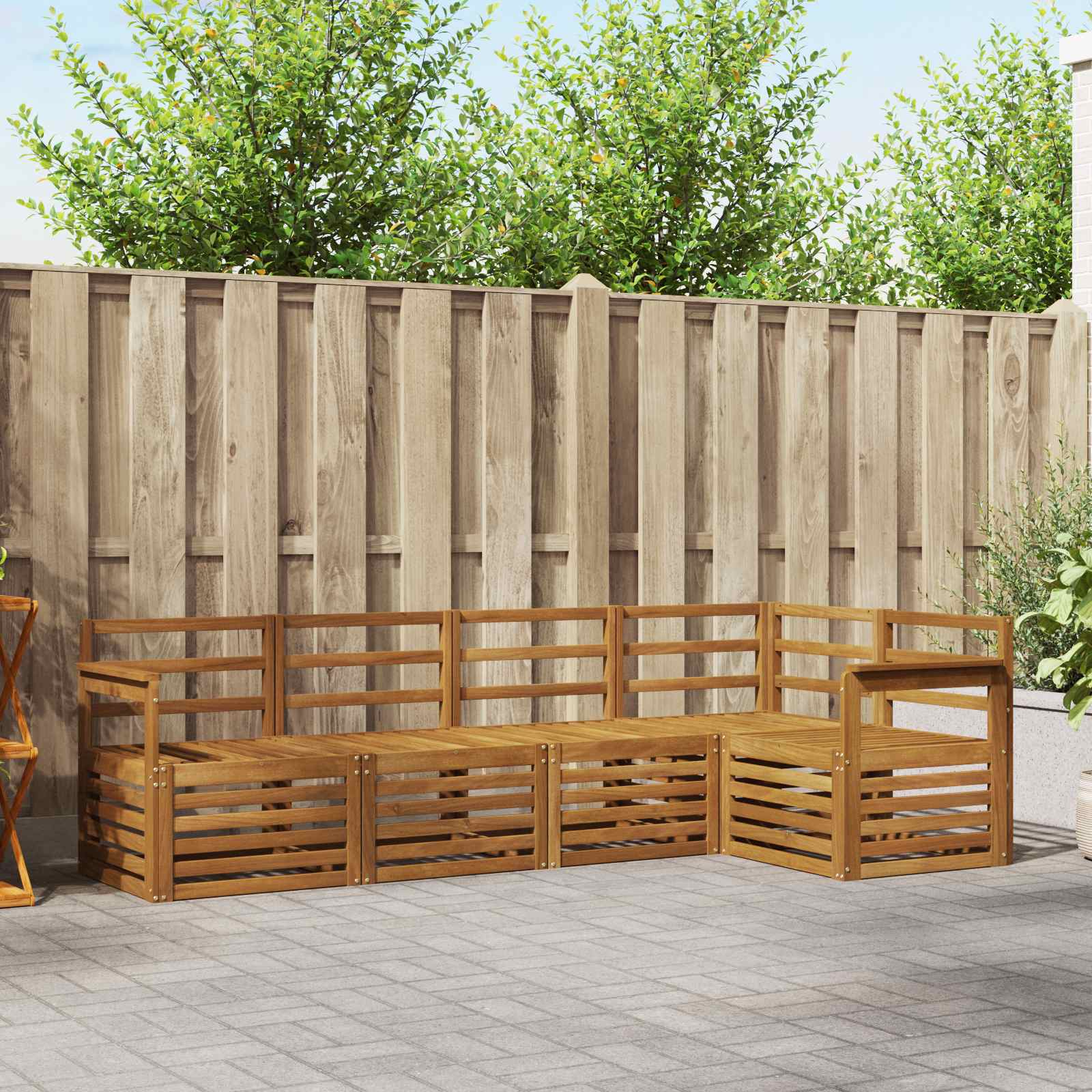 Sofasett 5 pcs Naturlig Solid akasietre vidaXL