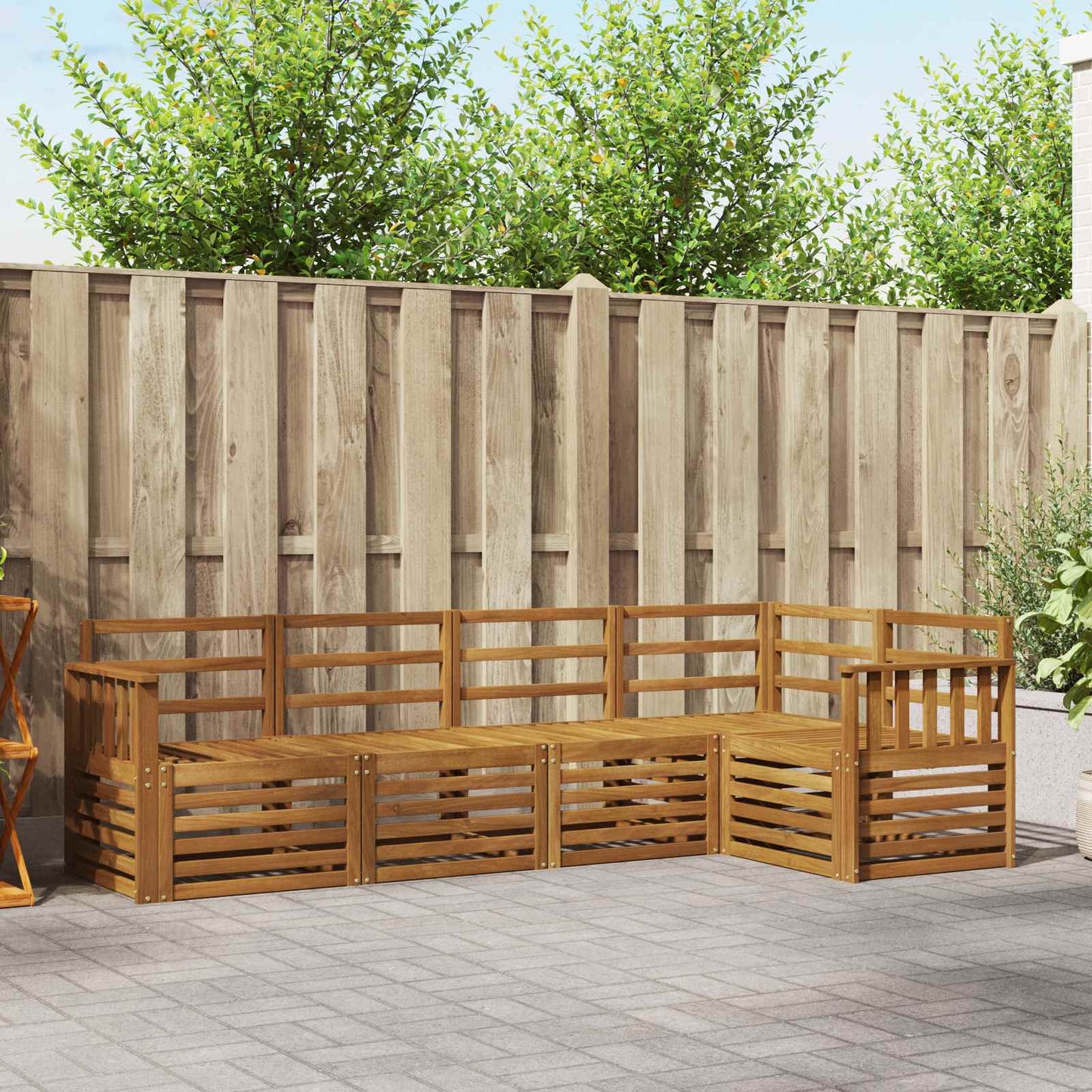 Sofasett 5 pcs Naturlig Solid akasietre vidaXL