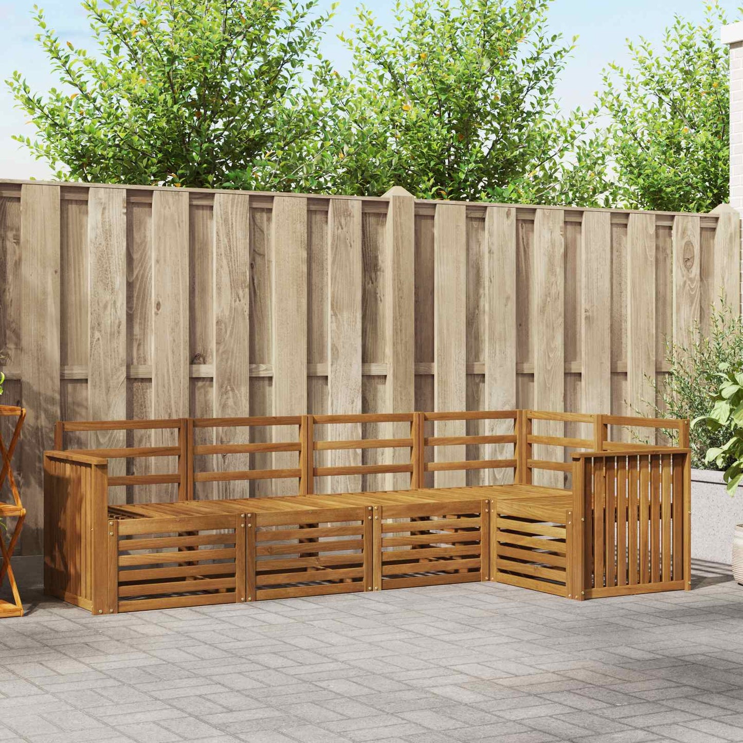 Sofasett 5 pcs Naturlig Solid akasietre vidaXL