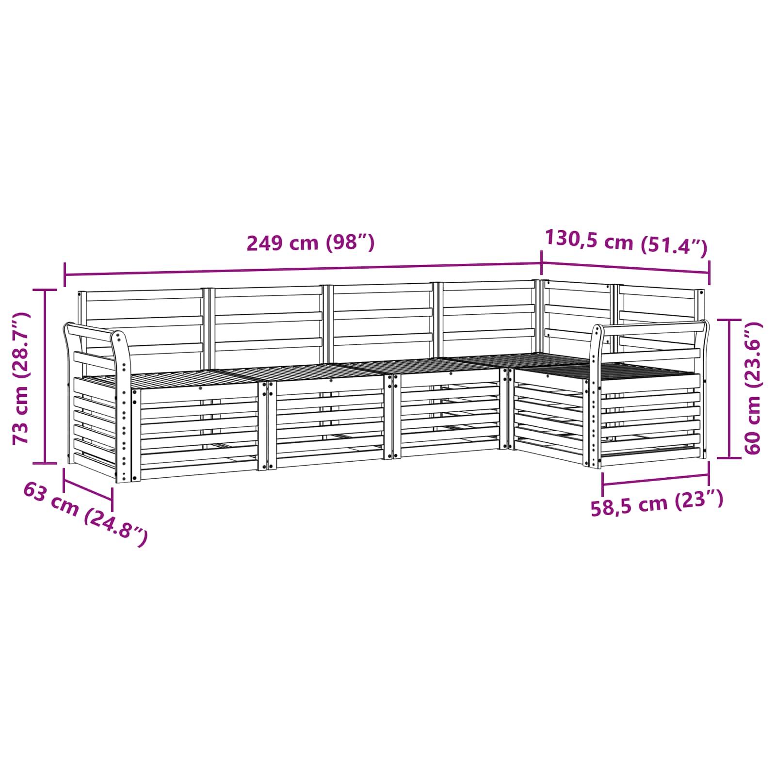 Sofasett 5 pcs Naturlig Solid akasietre vidaXL