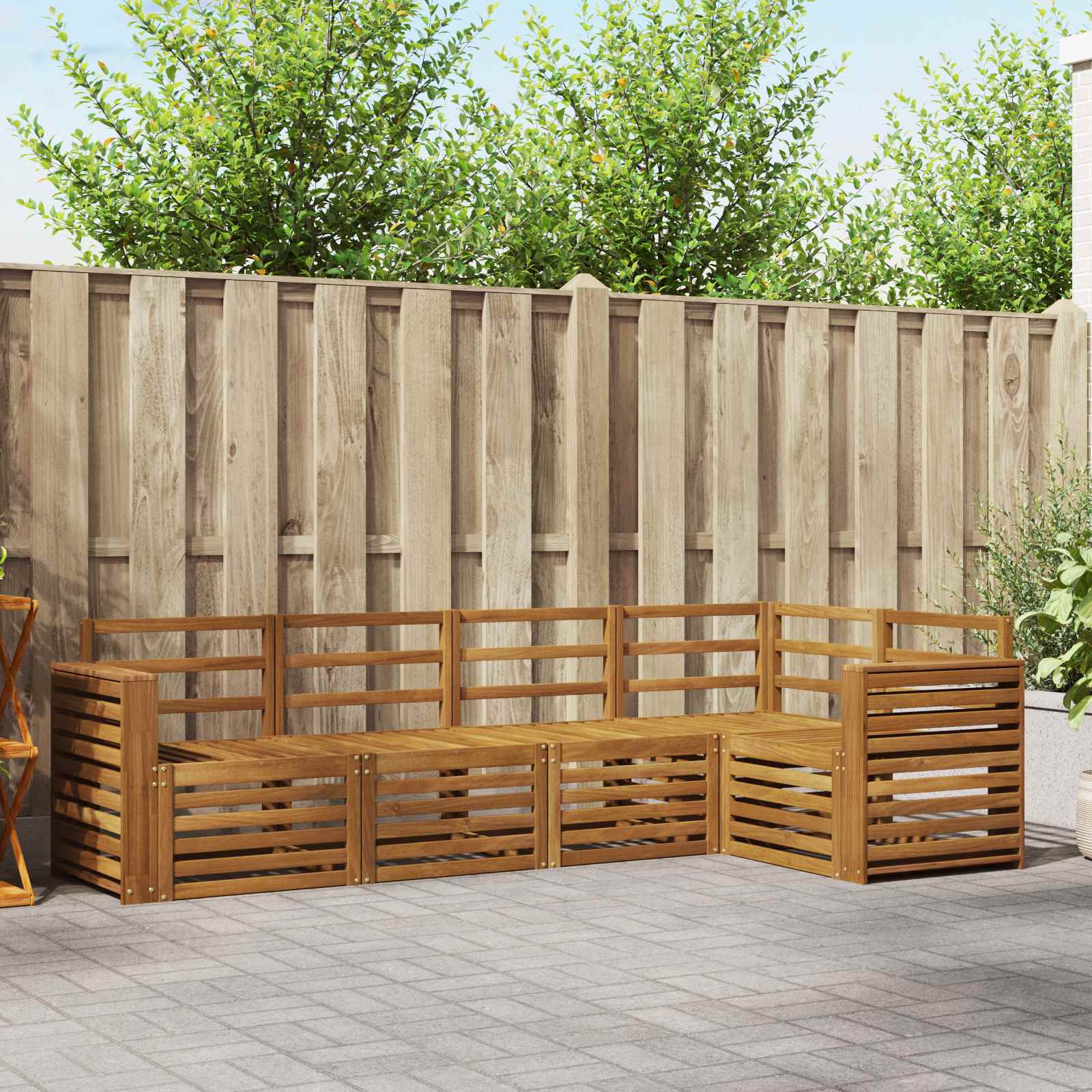 Sofasett 5 pcs Naturlig Solid akasietre vidaXL