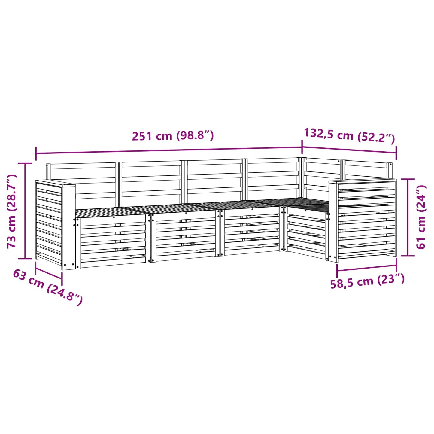 Sofasett 5 pcs Naturlig Solid akasietre vidaXL