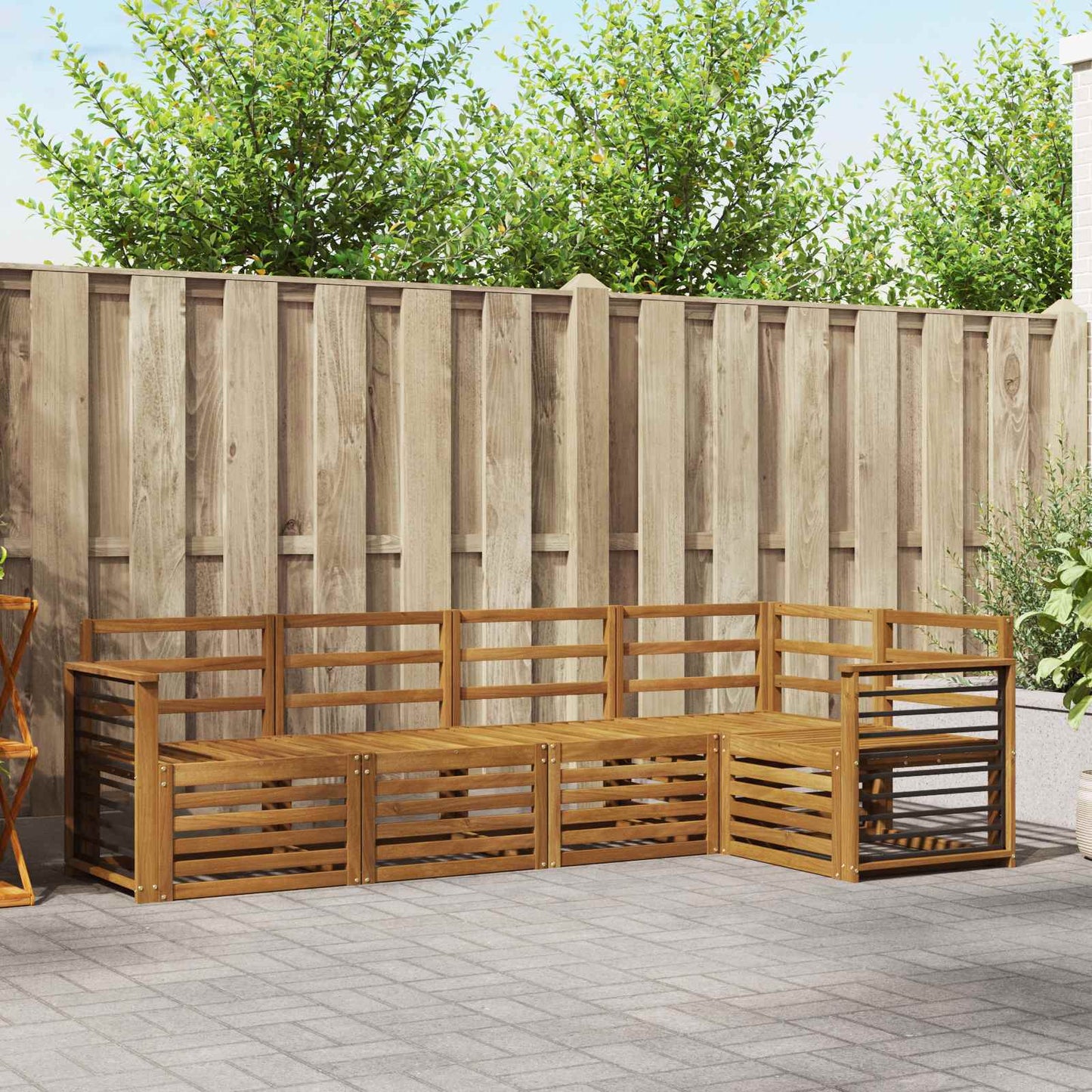 Sofasett 5 pcs Naturlig Solid akasietre vidaXL