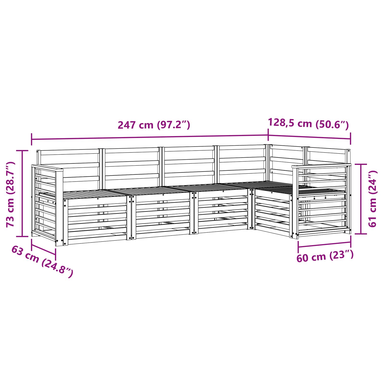 Sofasett 5 pcs Naturlig Solid akasietre vidaXL
