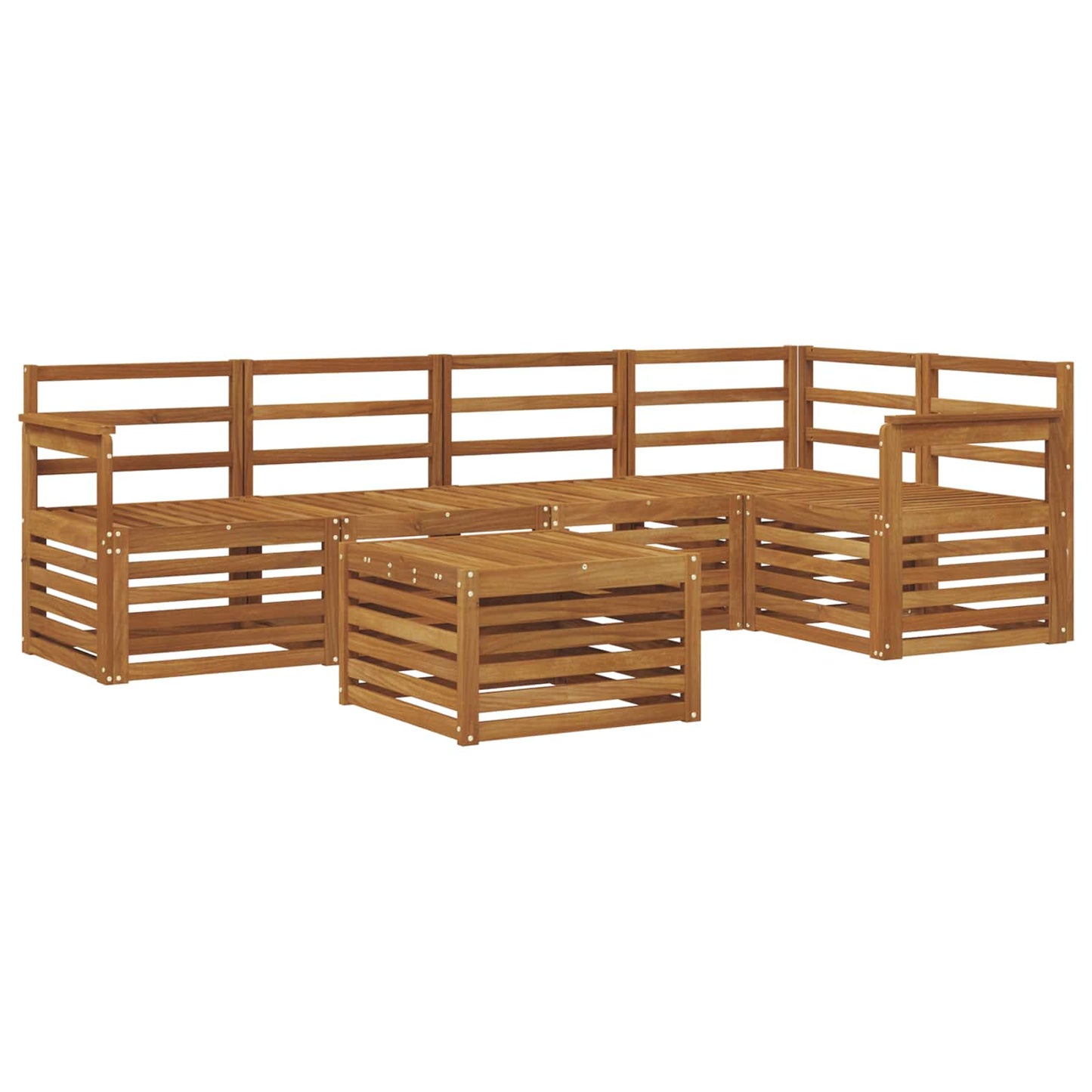 Seksjonssofa Sett 6 pcs Naturlig Solid akasietre